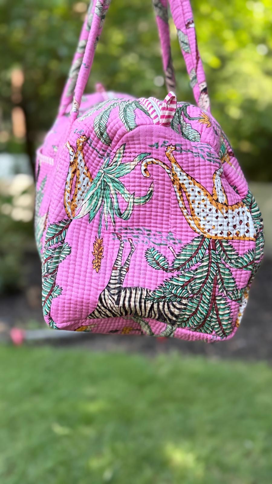 Pink Jungle Printed Duffel Bag