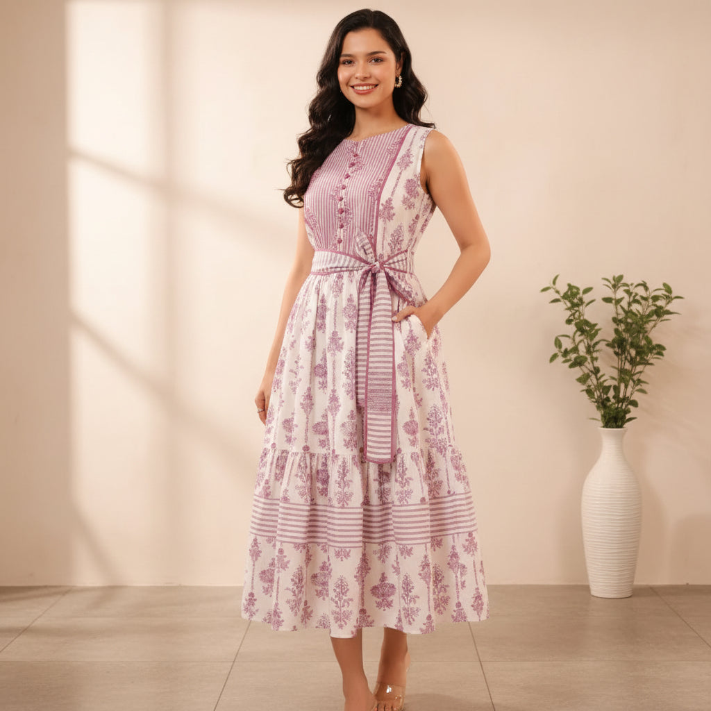 Lilac - Cotton Midi Dress