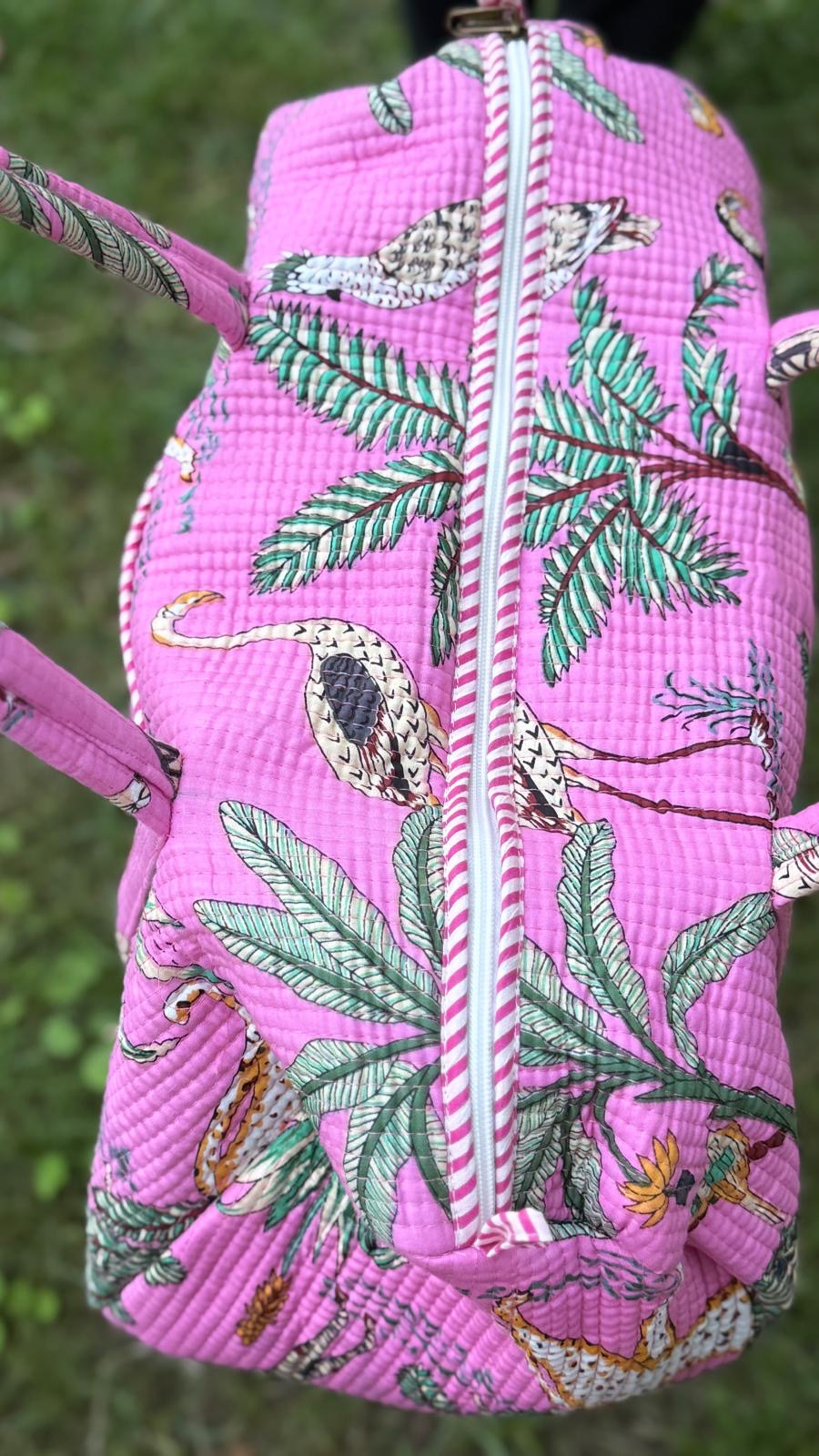 Pink Jungle Printed Duffel Bag