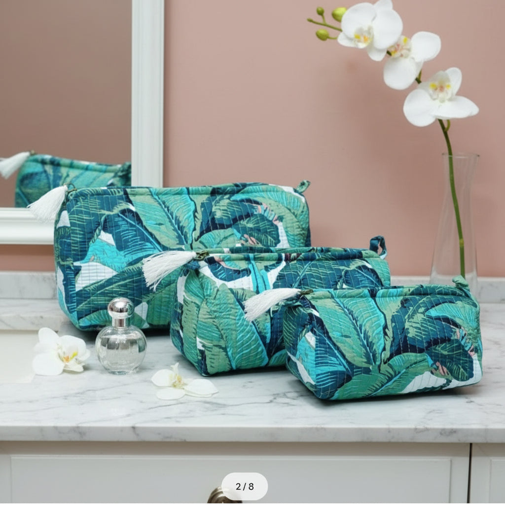 Light Blue Cosmetic Bag Set of 3