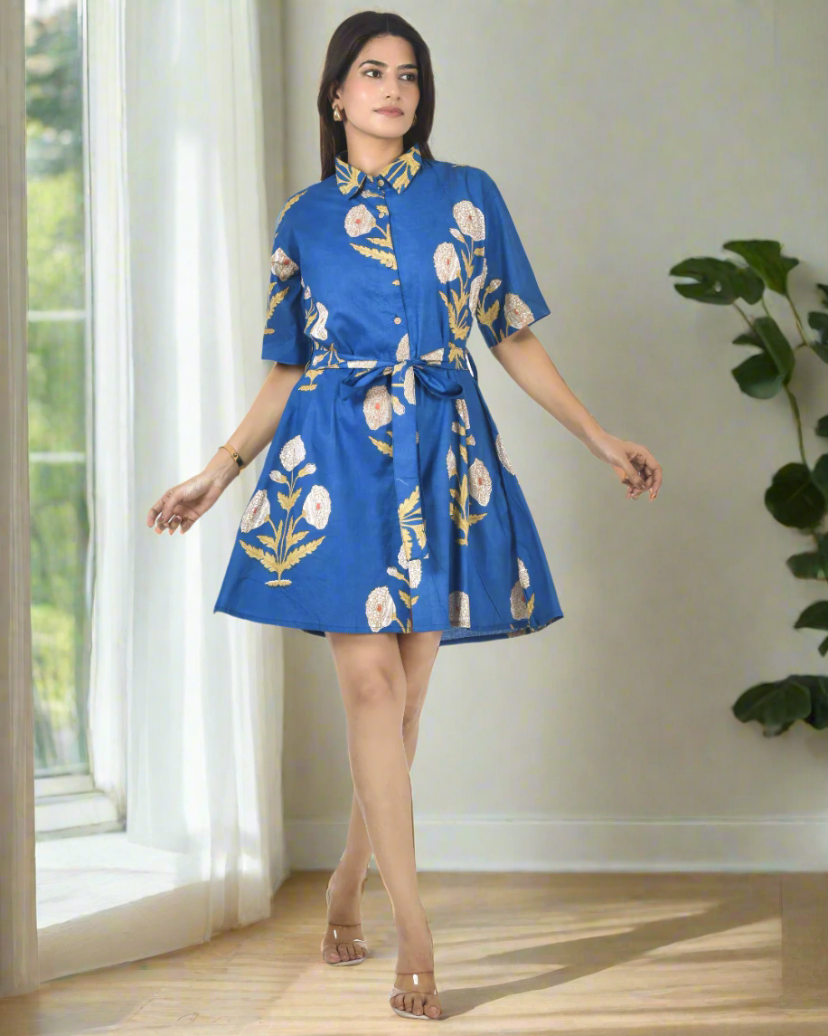 Botanic Blue Mini Dress