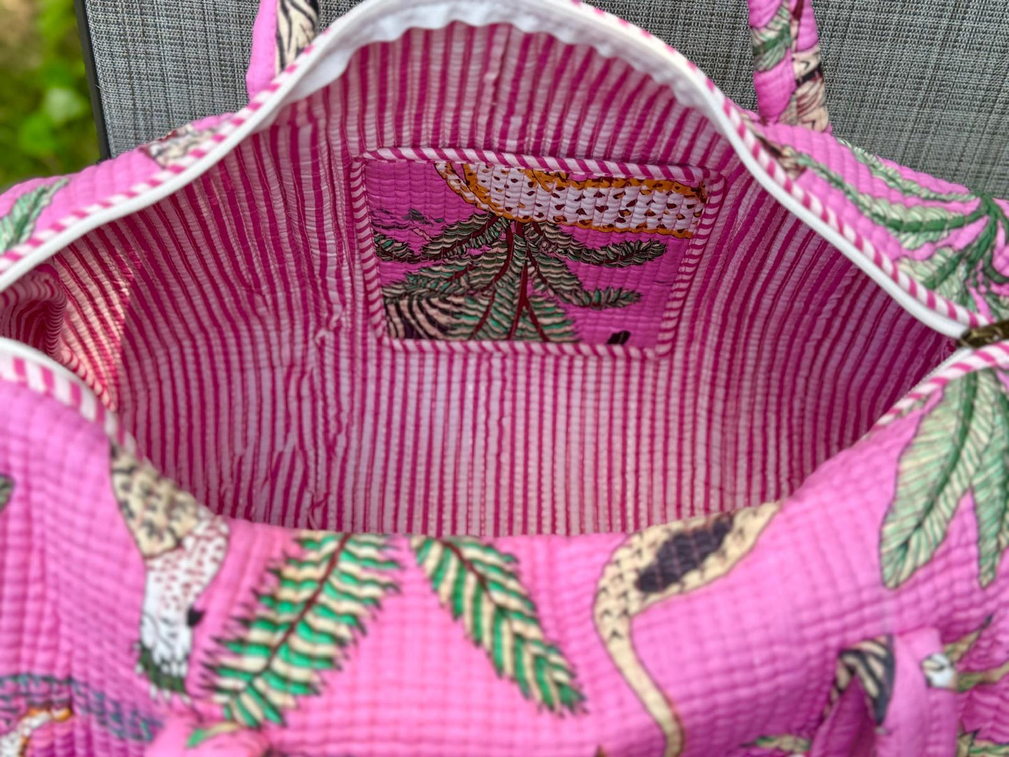 Pink Jungle Printed Duffel Bag