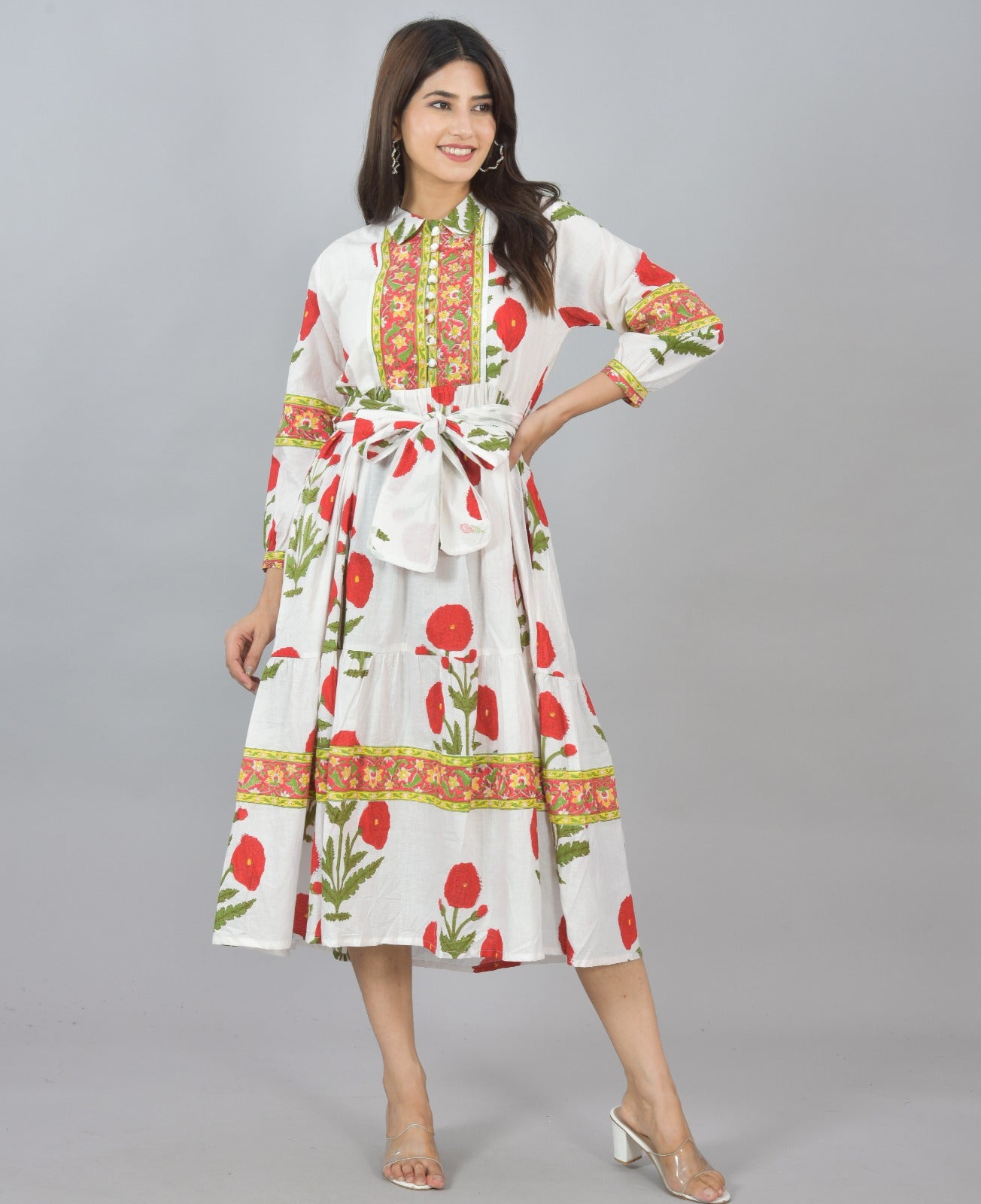 Hand Block Printed Midi Dress