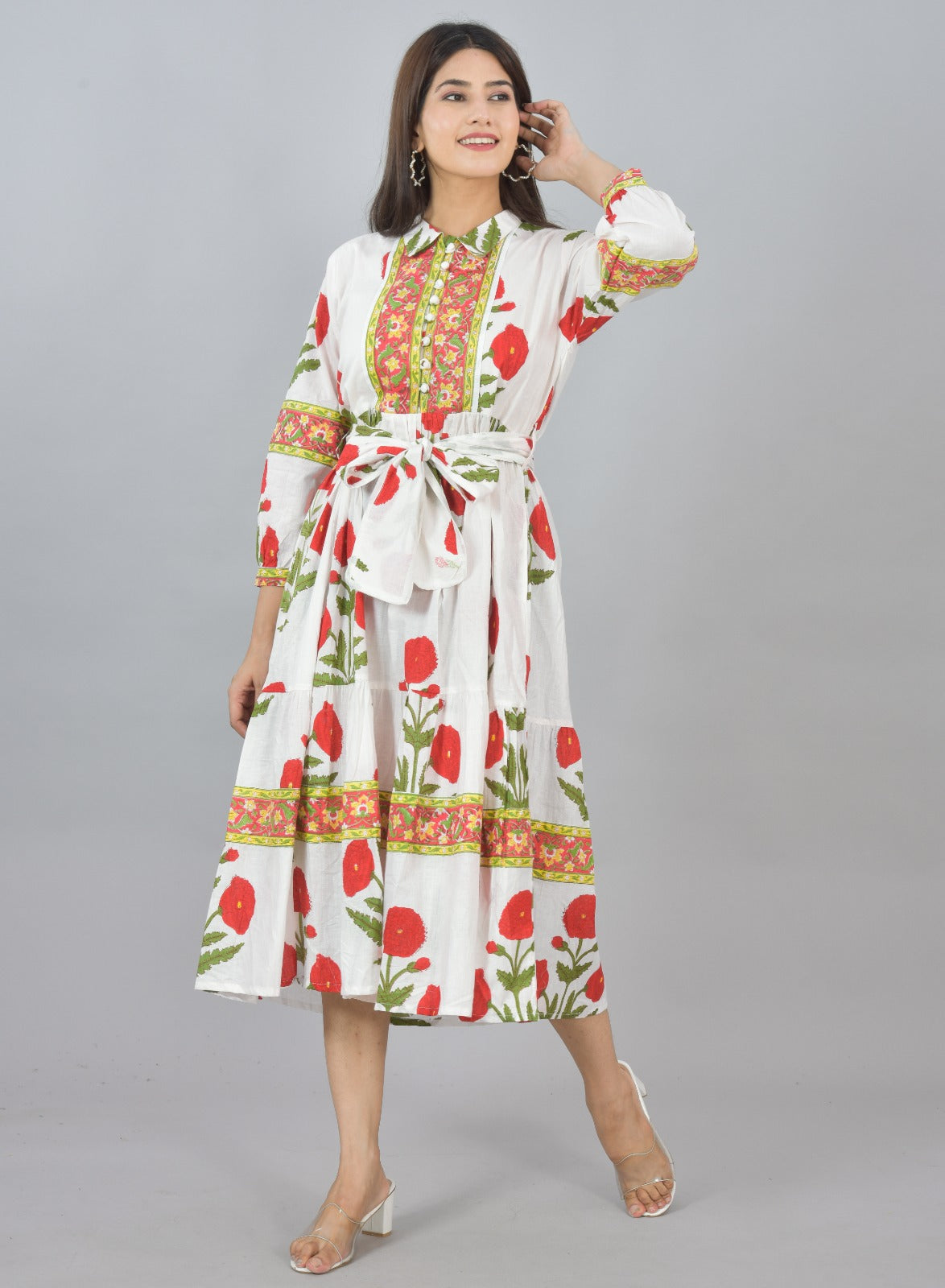 Hand Block Printed Midi Dress