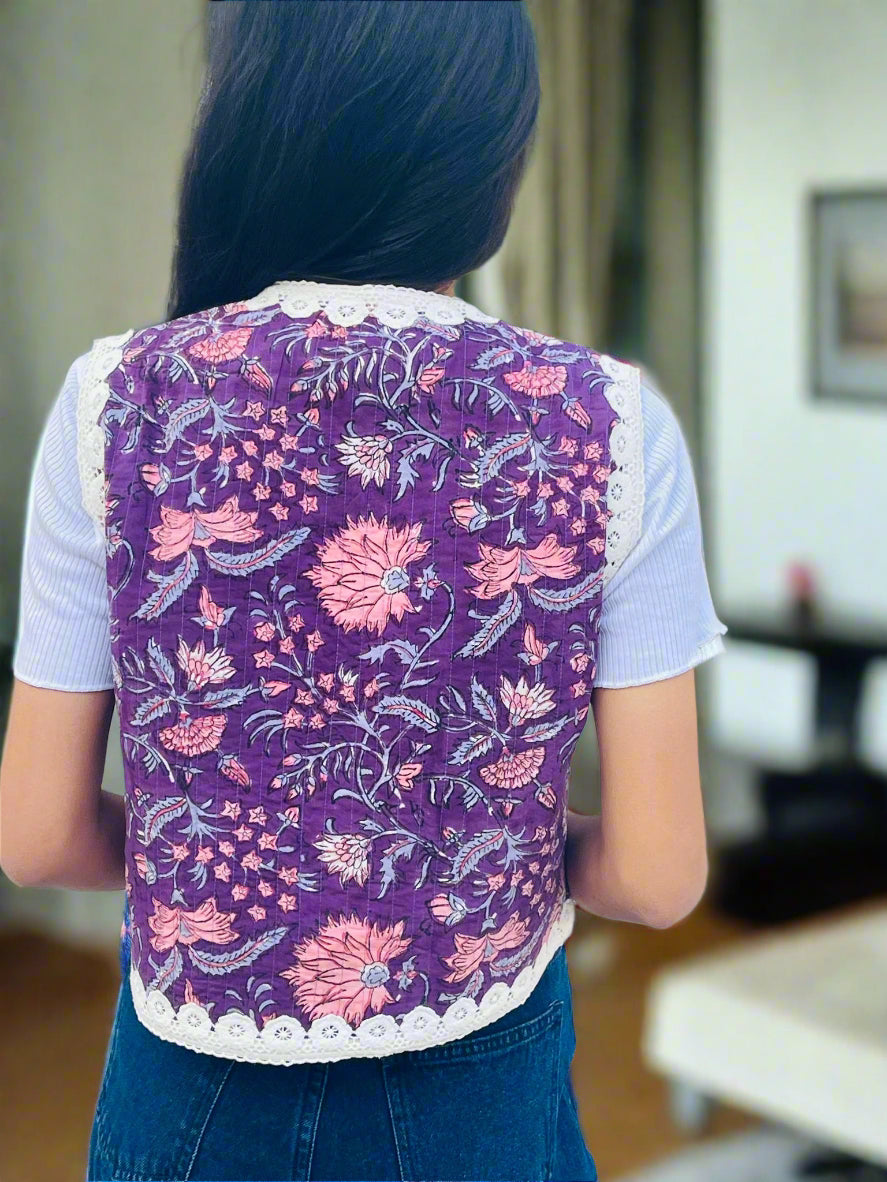Quilted Jacket Purple Back Side