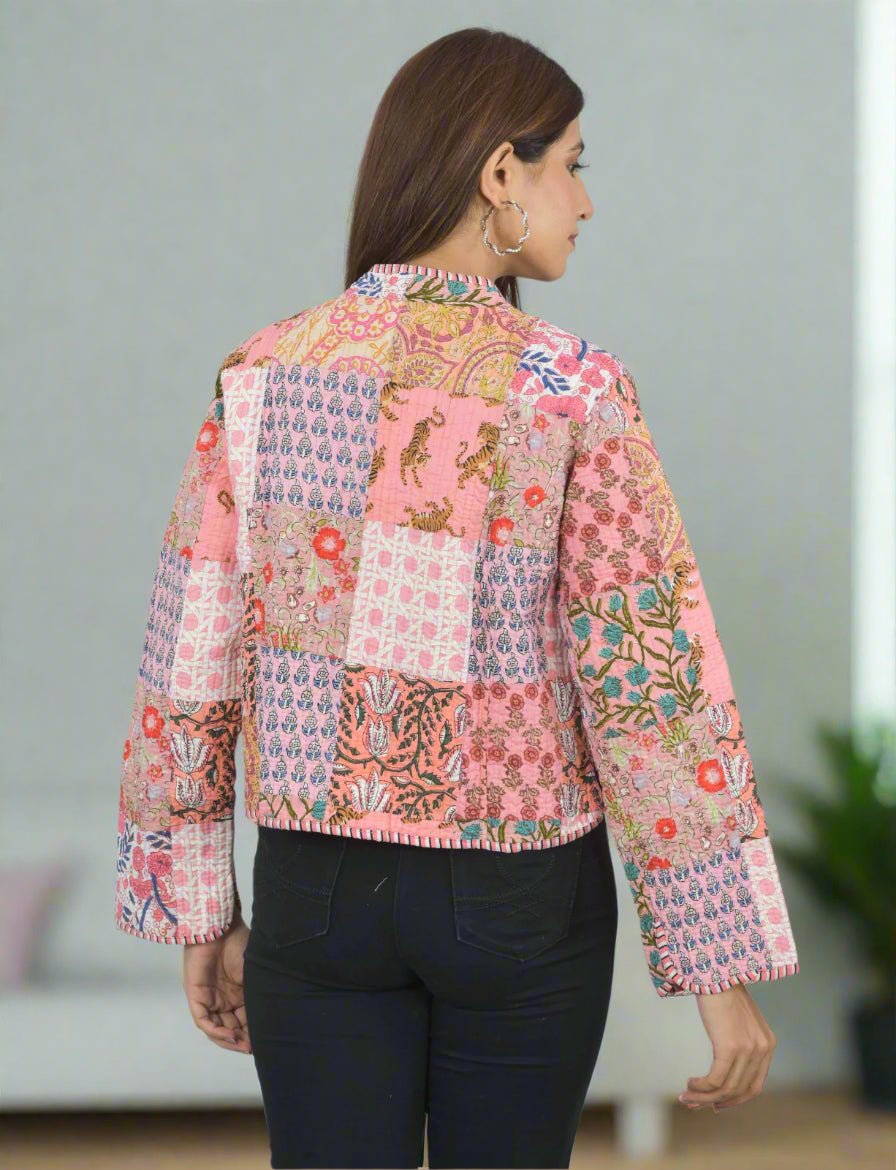 Pink Reversible Quilted Jacket Back Side