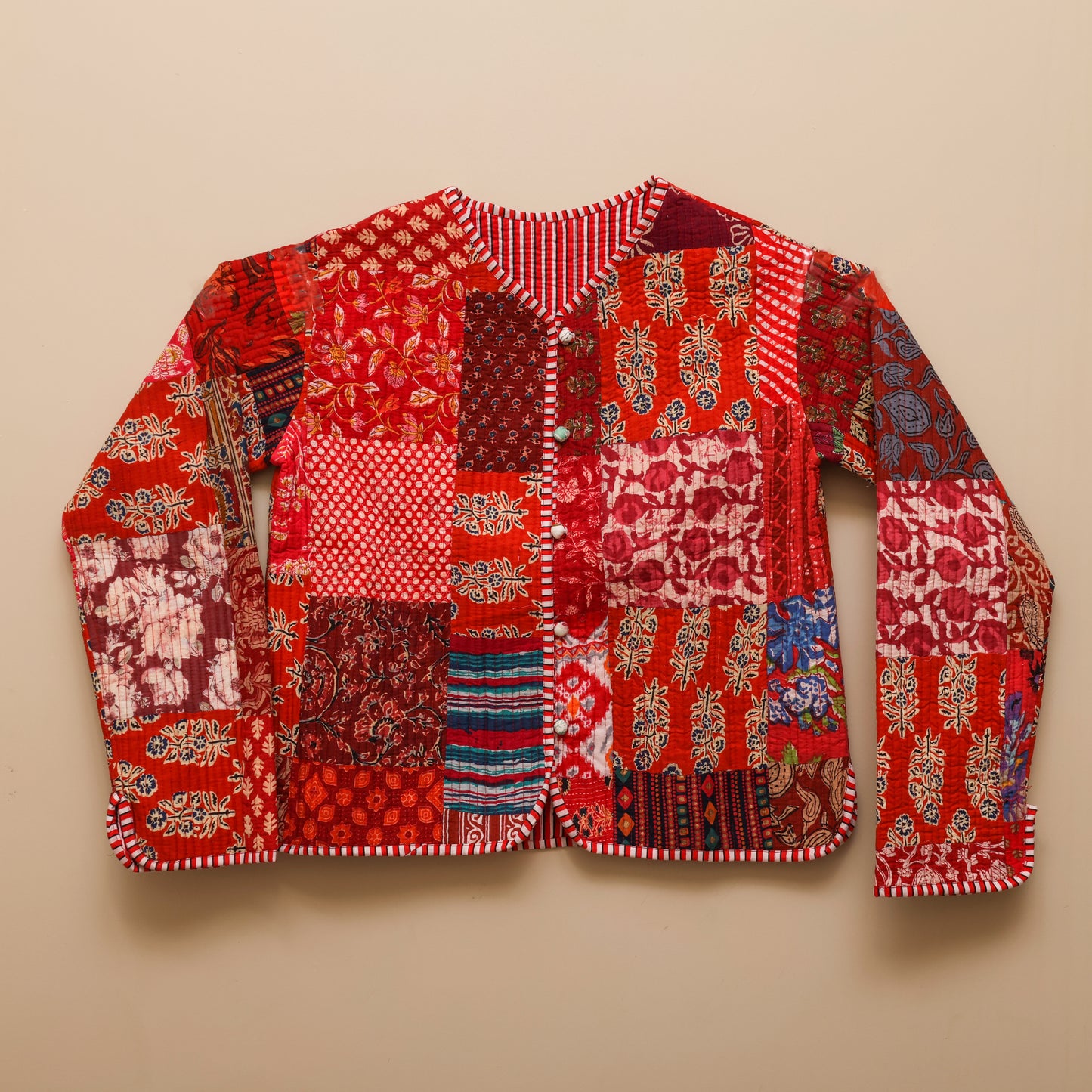 Reversible Quilted Jacket Red - Front Side