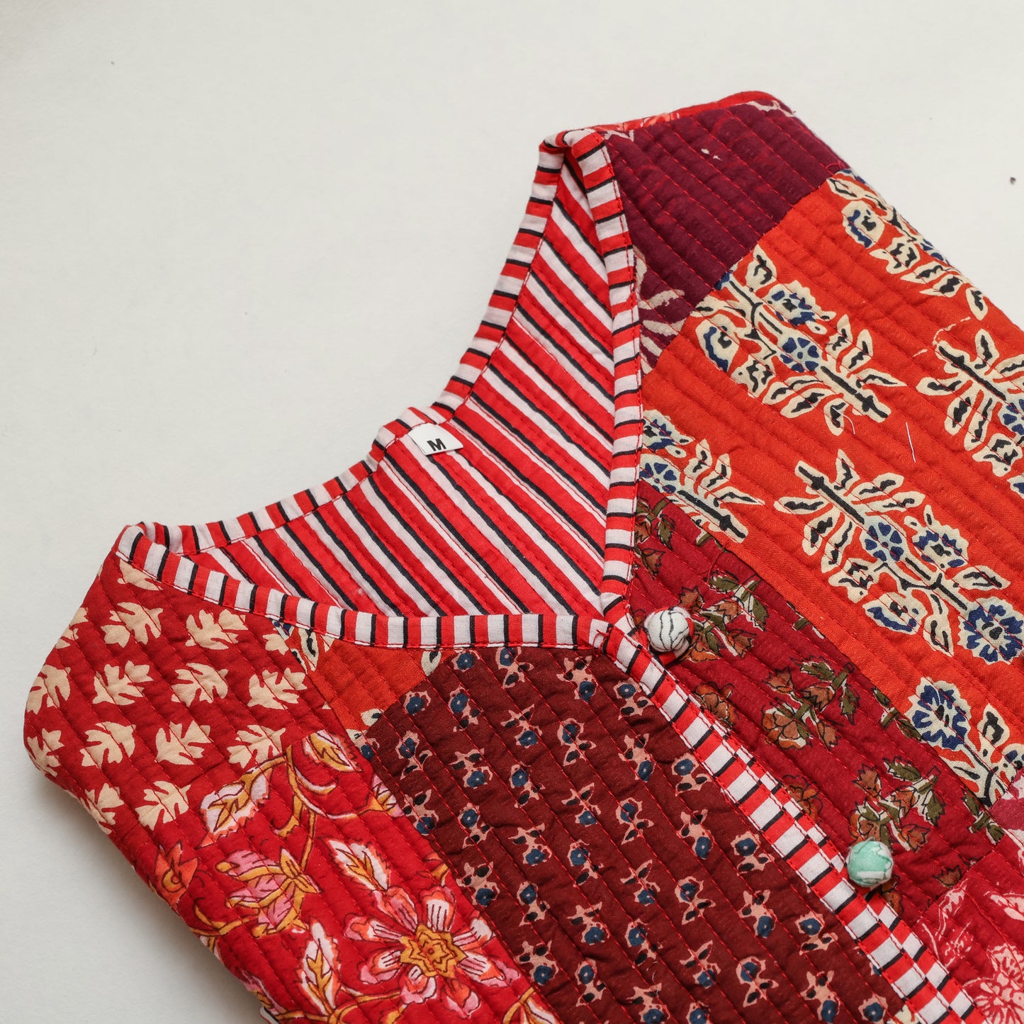 Reversible Quilted Jacket Red - Close Up