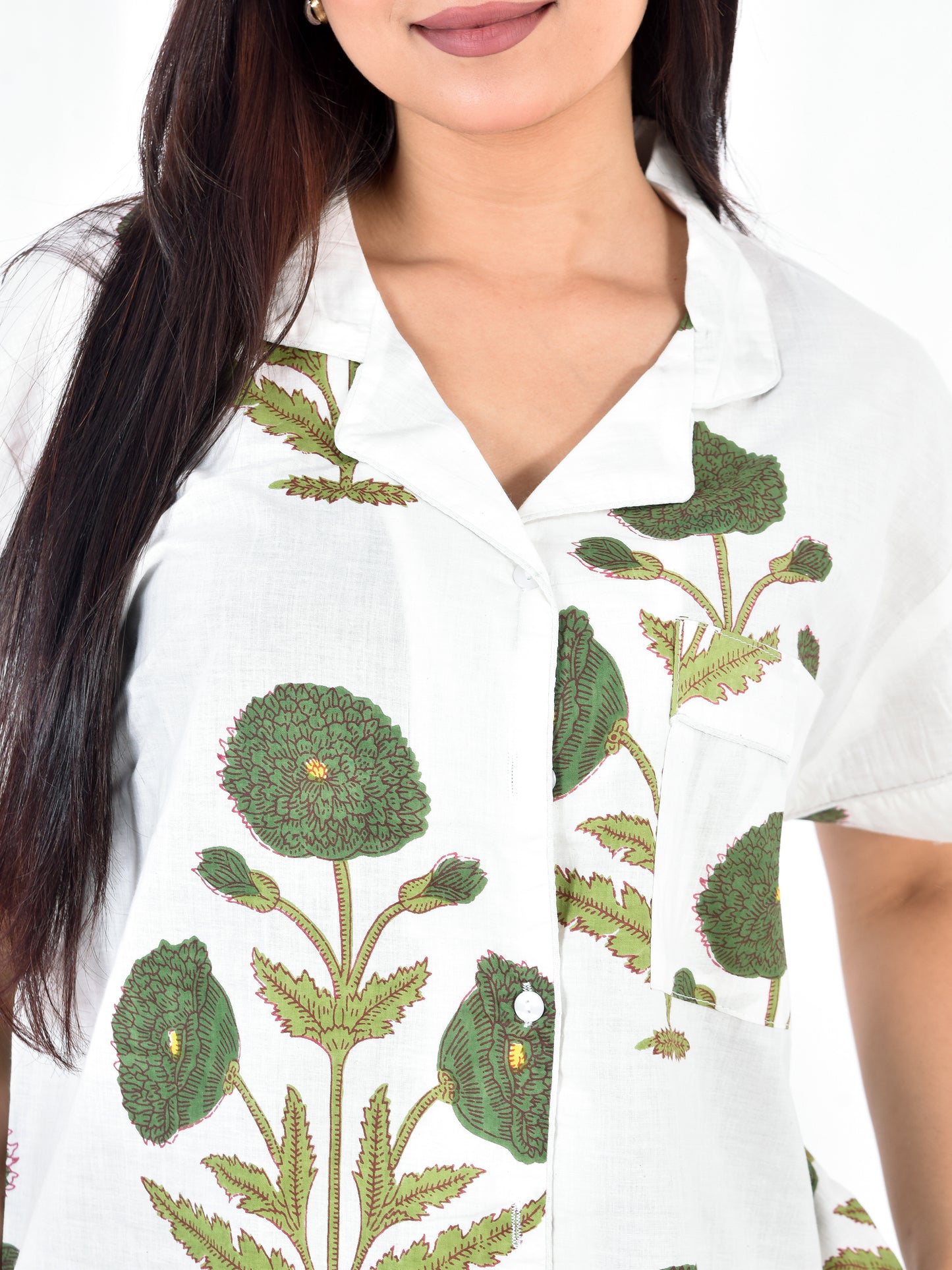 Short PJ Set in Leafy White