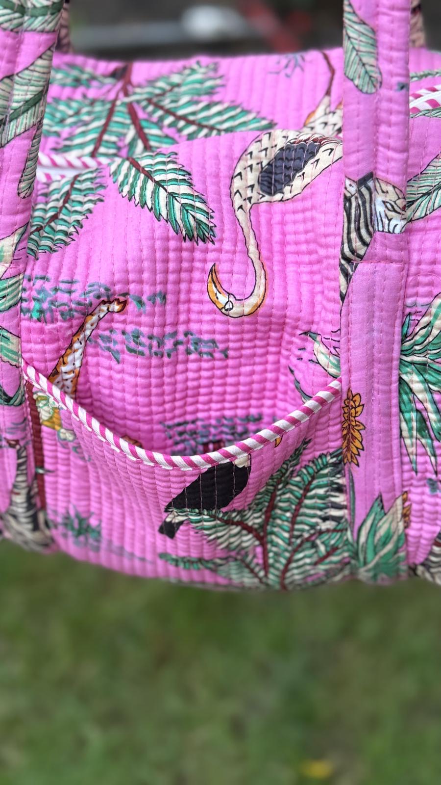 Pink Jungle Printed Duffel Bag