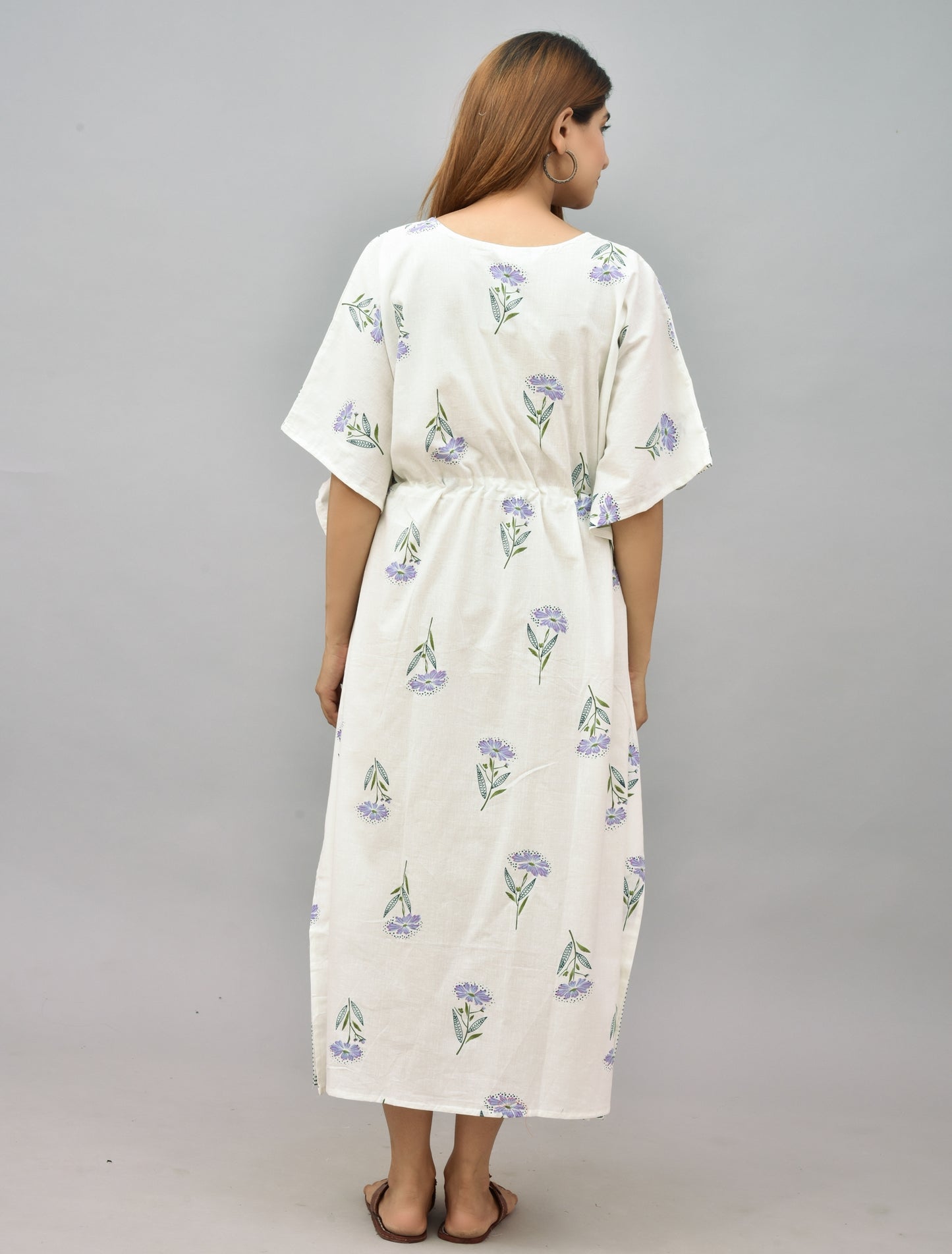 Floral Block Printed Cotton Kaftan
