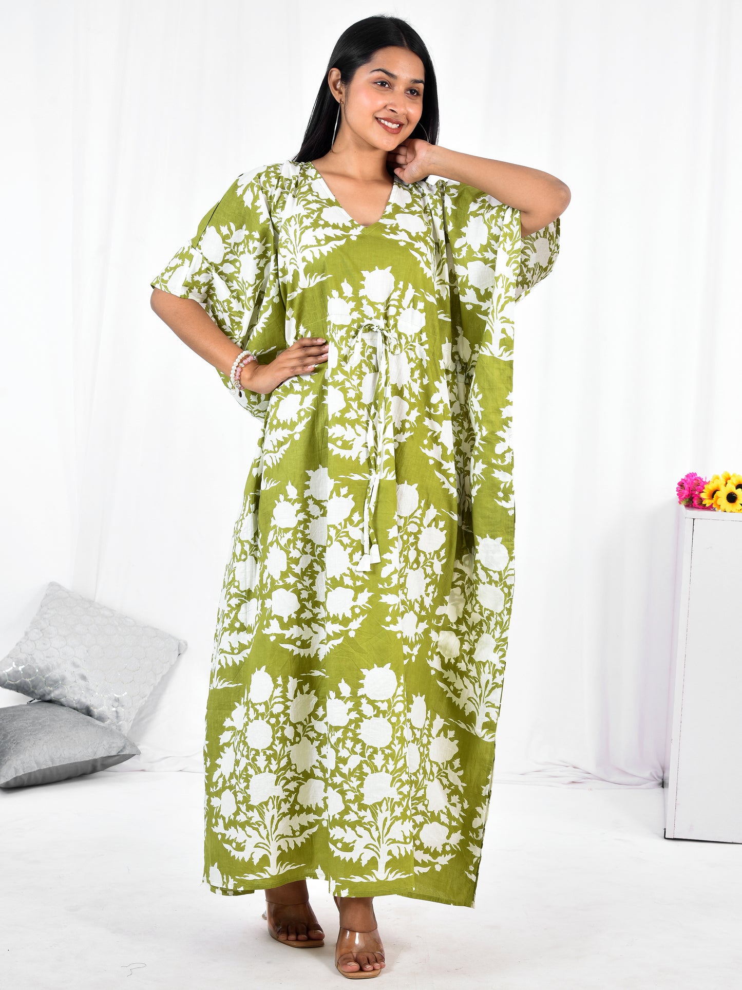 Hand-Block Print Cotton Kaftan