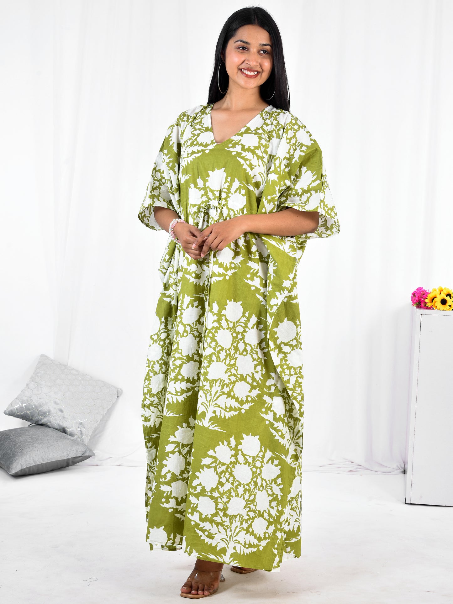 Hand-Block Print Cotton Kaftan