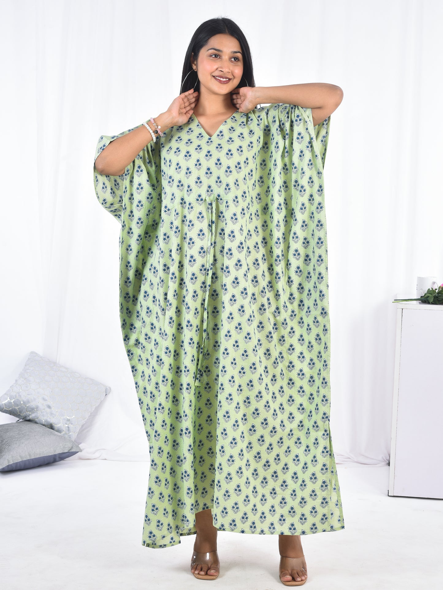 Hand-Block Print Cotton Kaftan