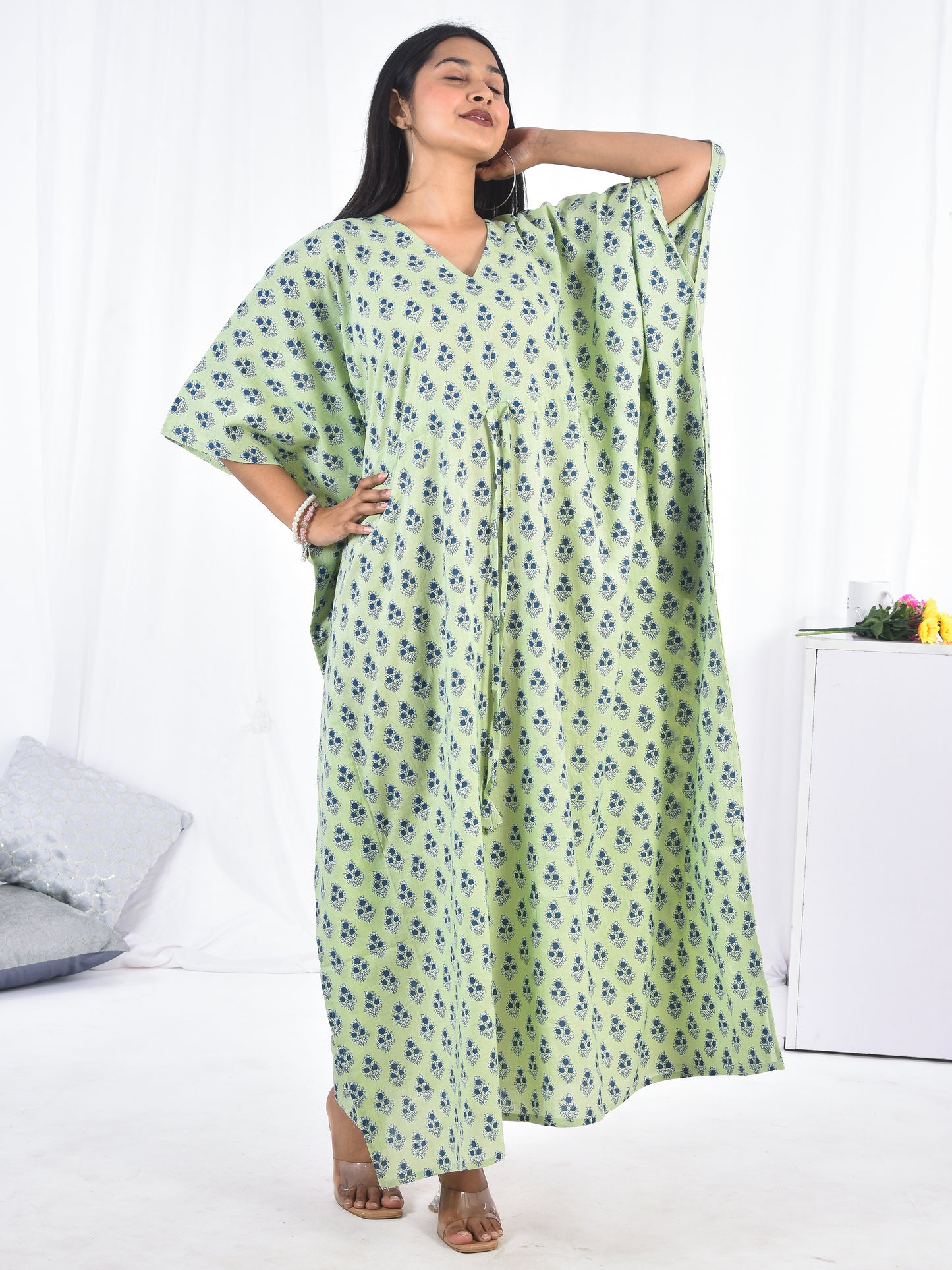 Hand-Block Print Cotton Kaftan