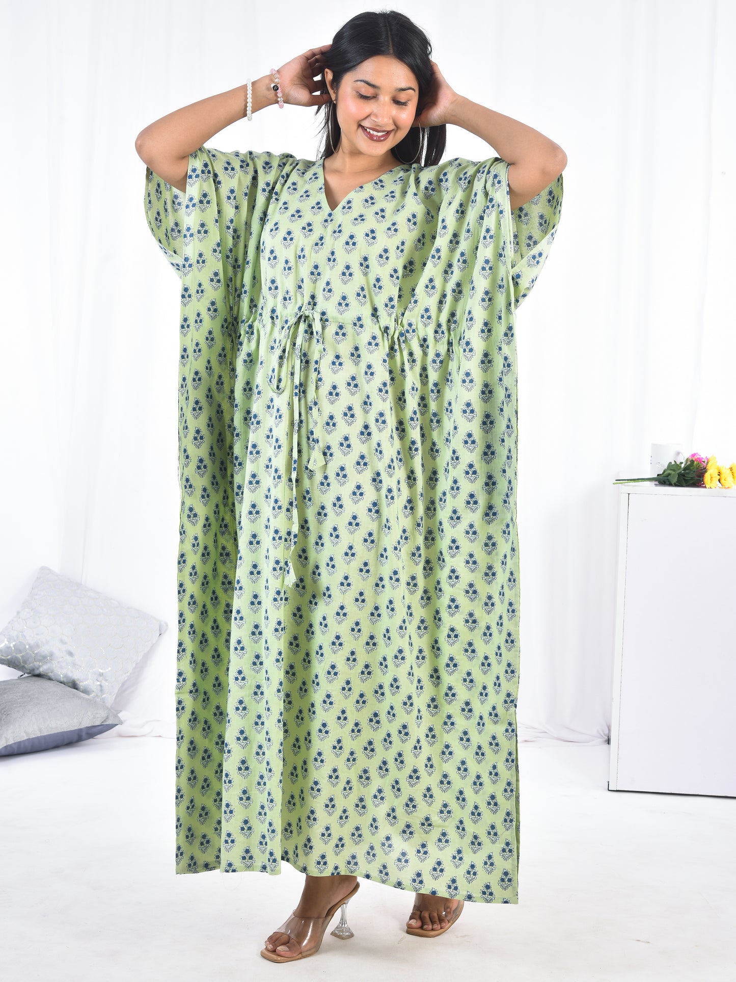 Hand-Block Print Cotton Kaftan