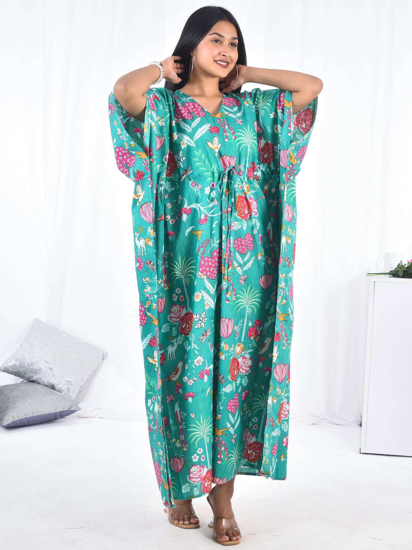 Hand-Block Print Cotton Kaftan