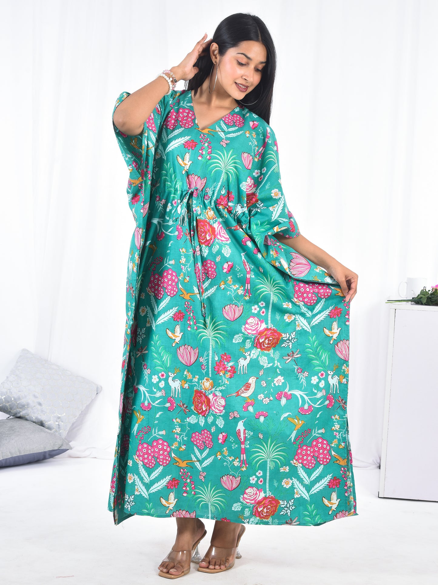 Hand-Block Print Cotton Kaftan