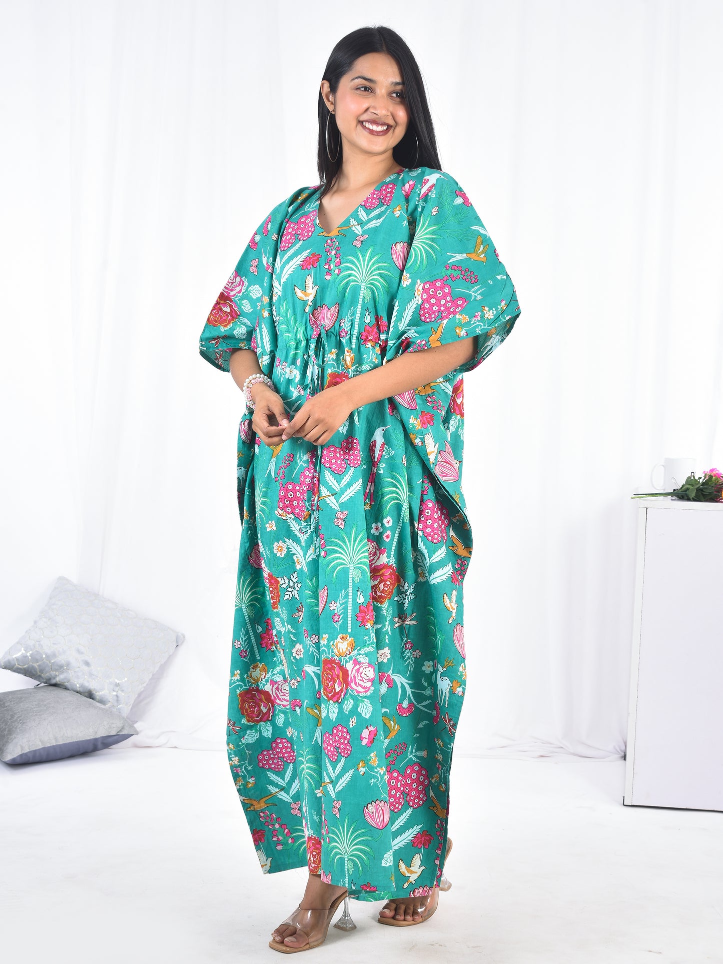Hand-Block Print Cotton Kaftan