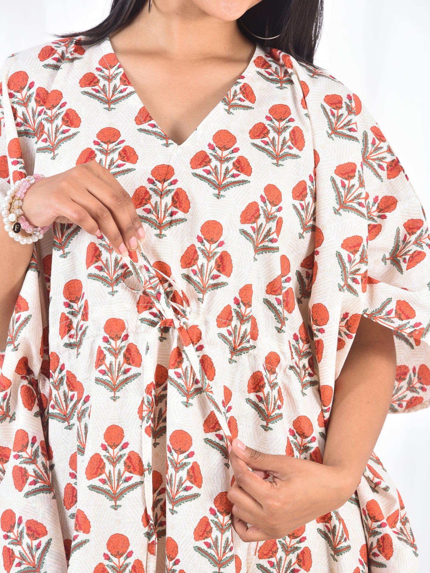 Hand-Block Print Cotton Kaftan