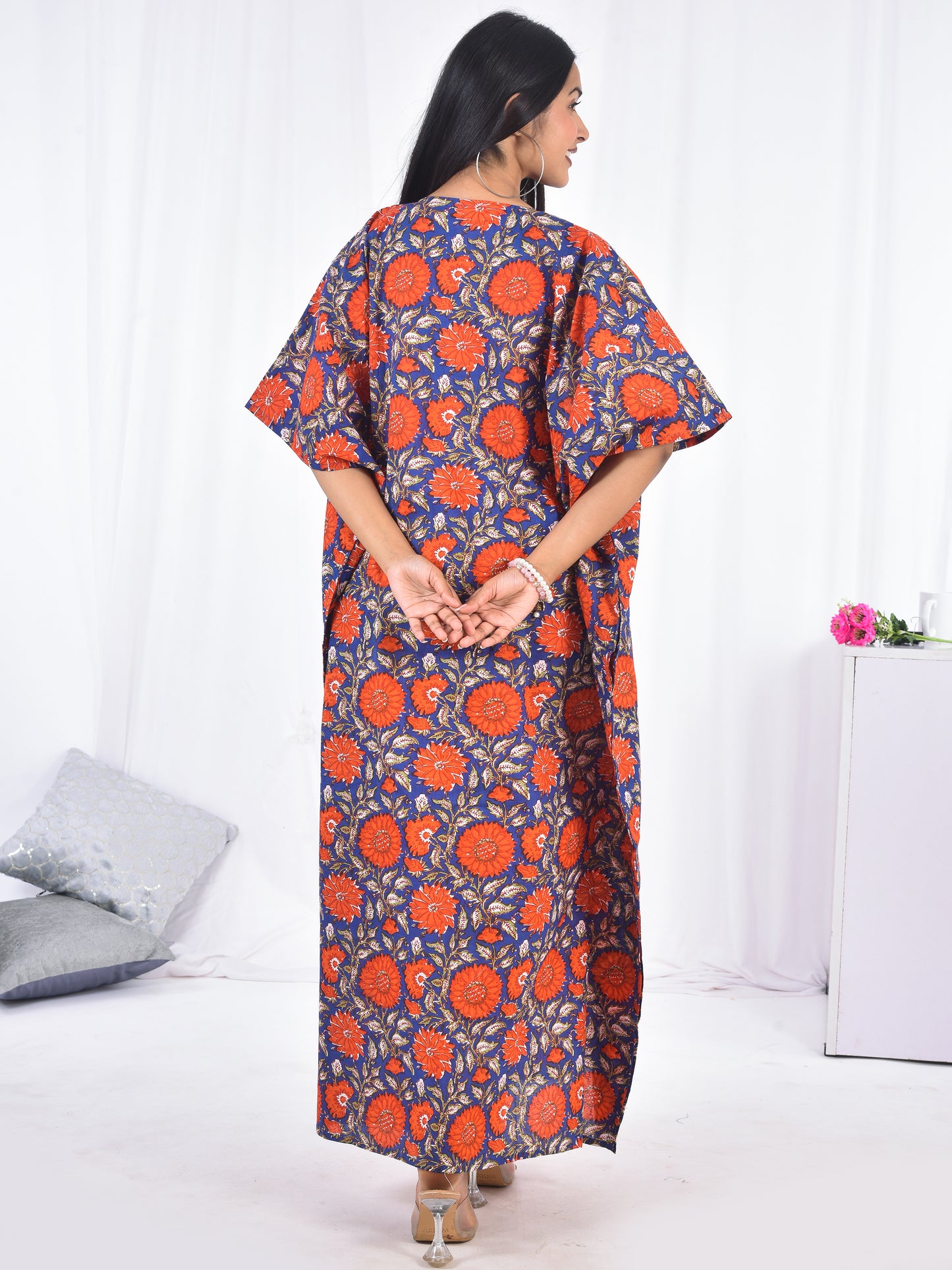 Hand-Block Print Cotton Kaftan