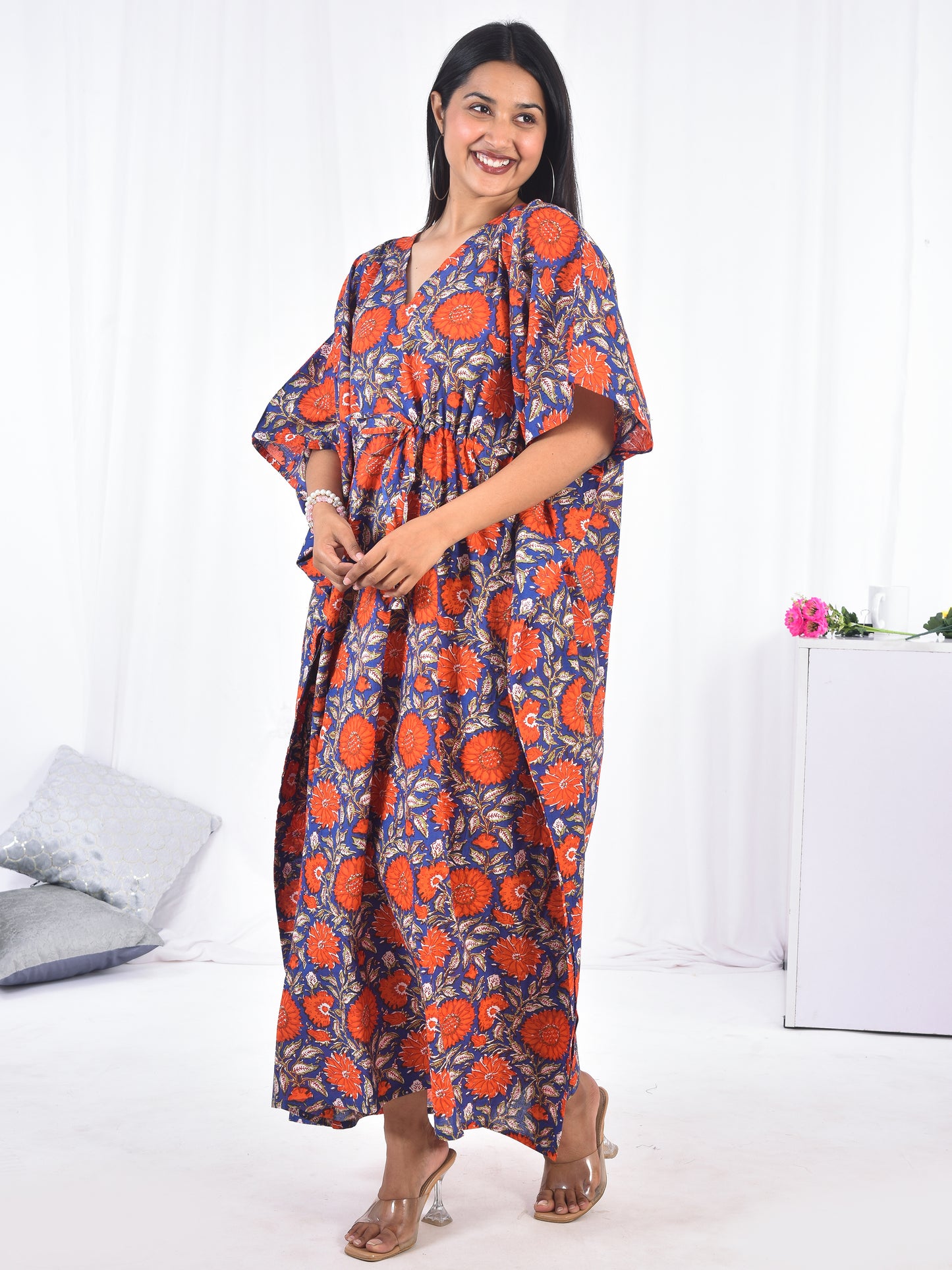 Hand-Block Print Cotton Kaftan
