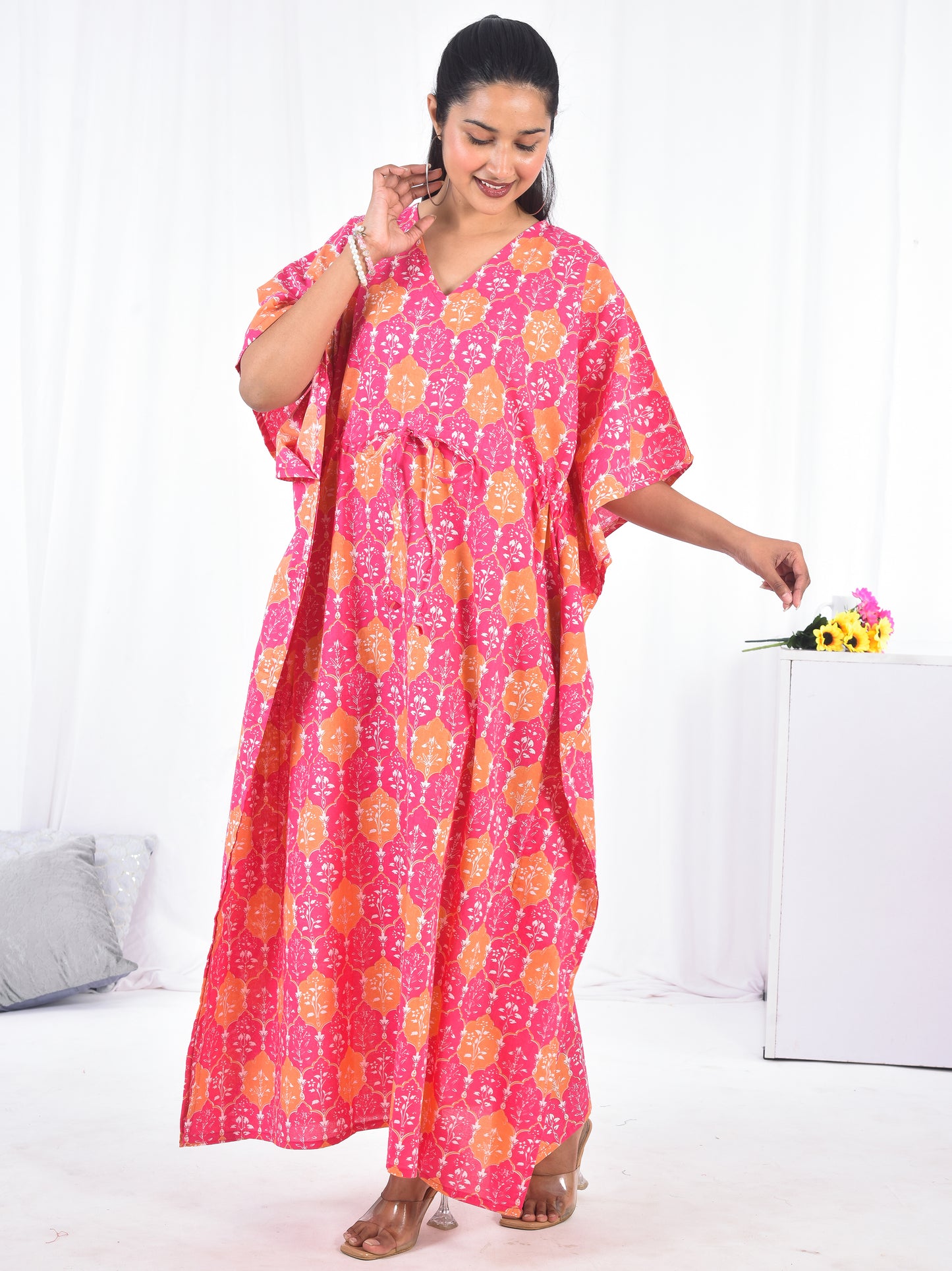 Hand-Block Print Cotton Kaftan