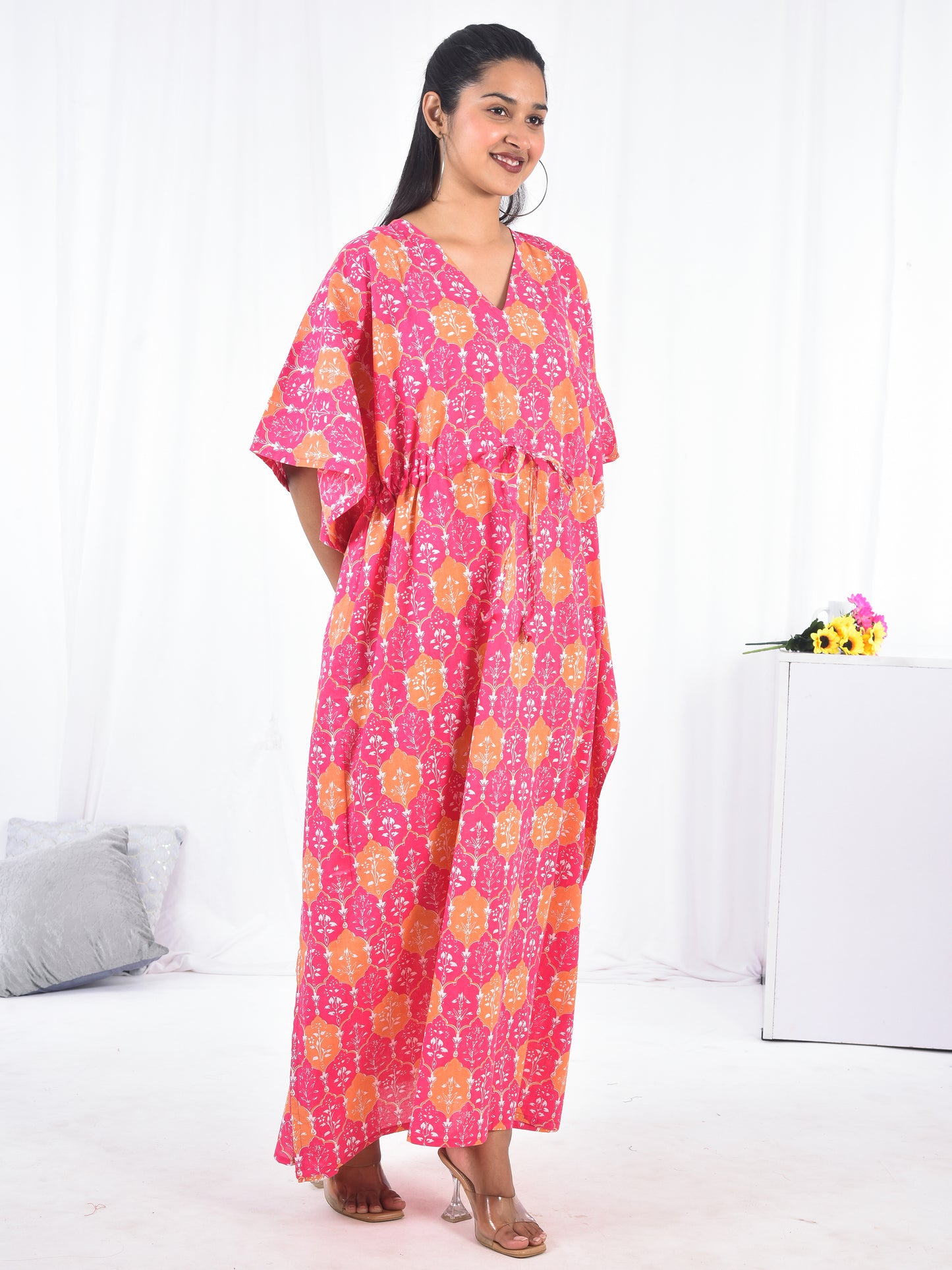Hand-Block Print Cotton Kaftan