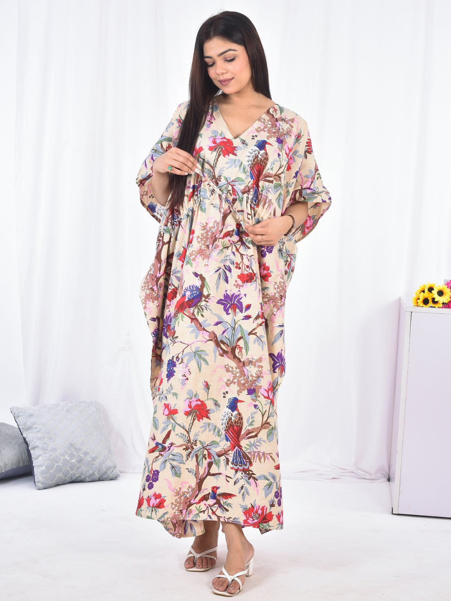 Hand-Block Print Cotton Kaftan