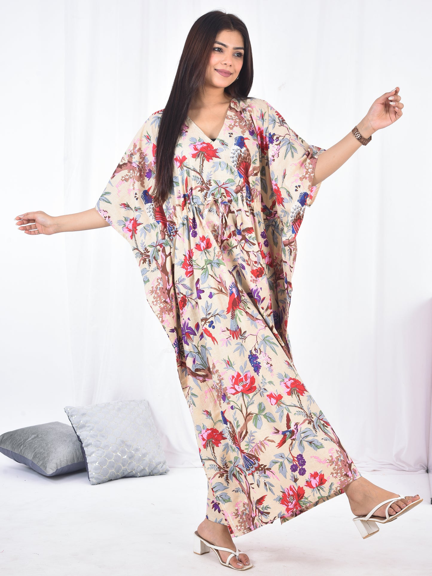 Hand-Block Print Cotton Kaftan