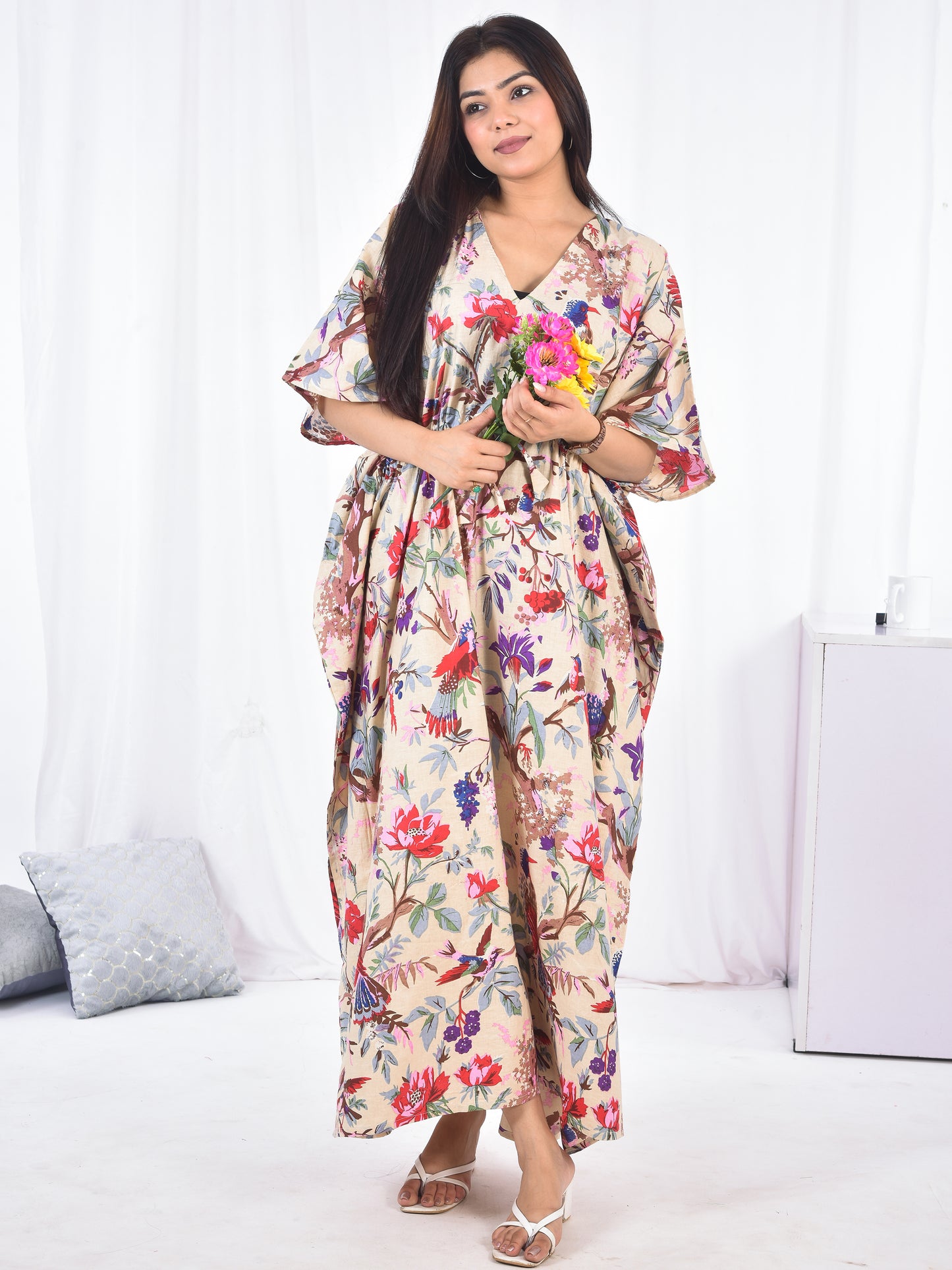 Hand-Block Print Cotton Kaftan