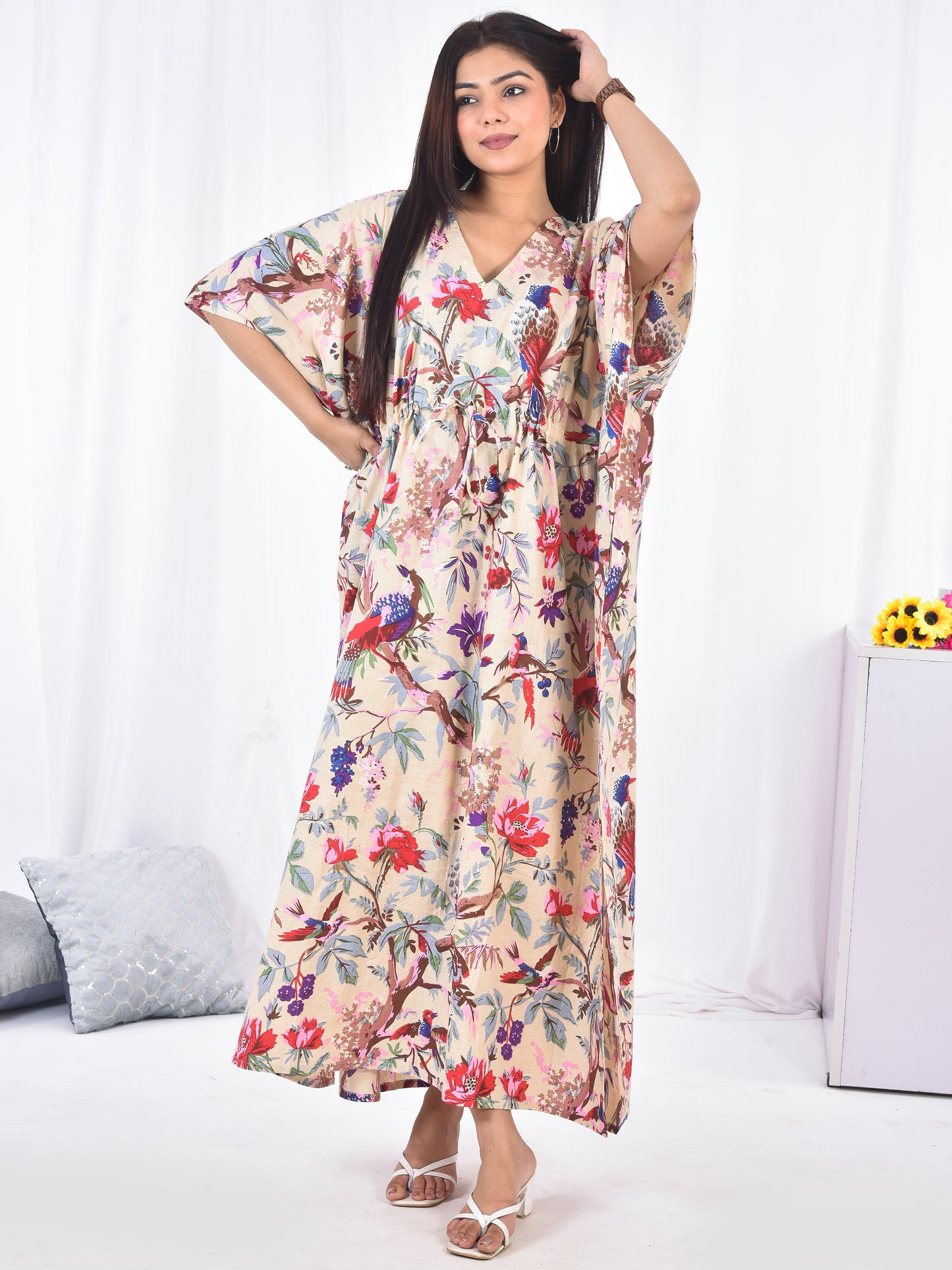 Hand-Block Print Cotton Kaftan