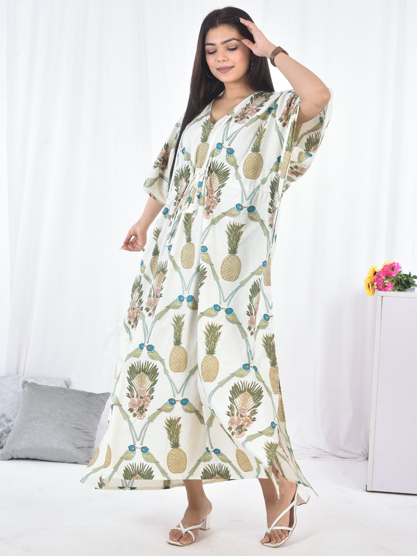 Pine Printed Cotton Kaftan