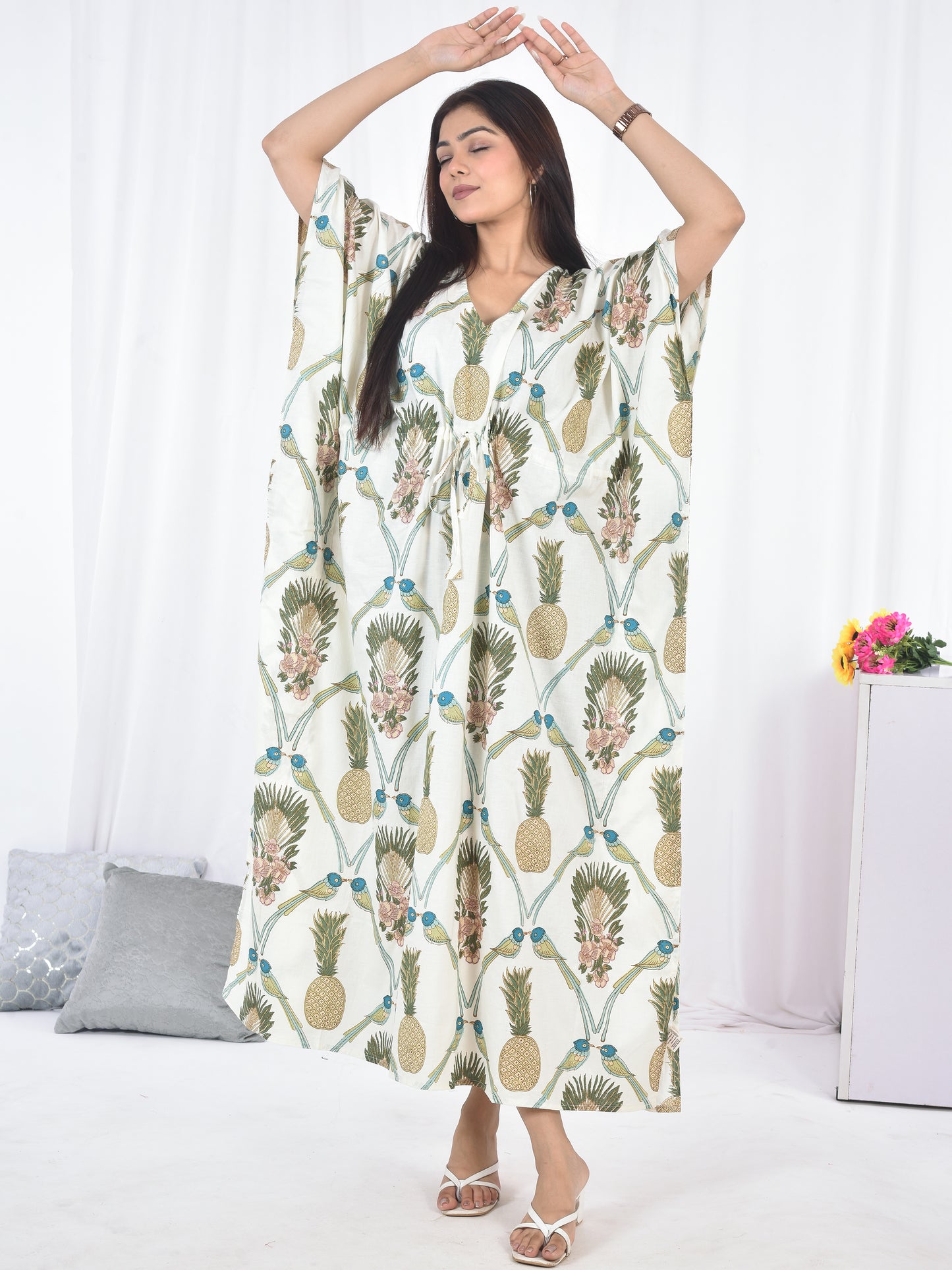 Pine Printed Cotton Kaftan