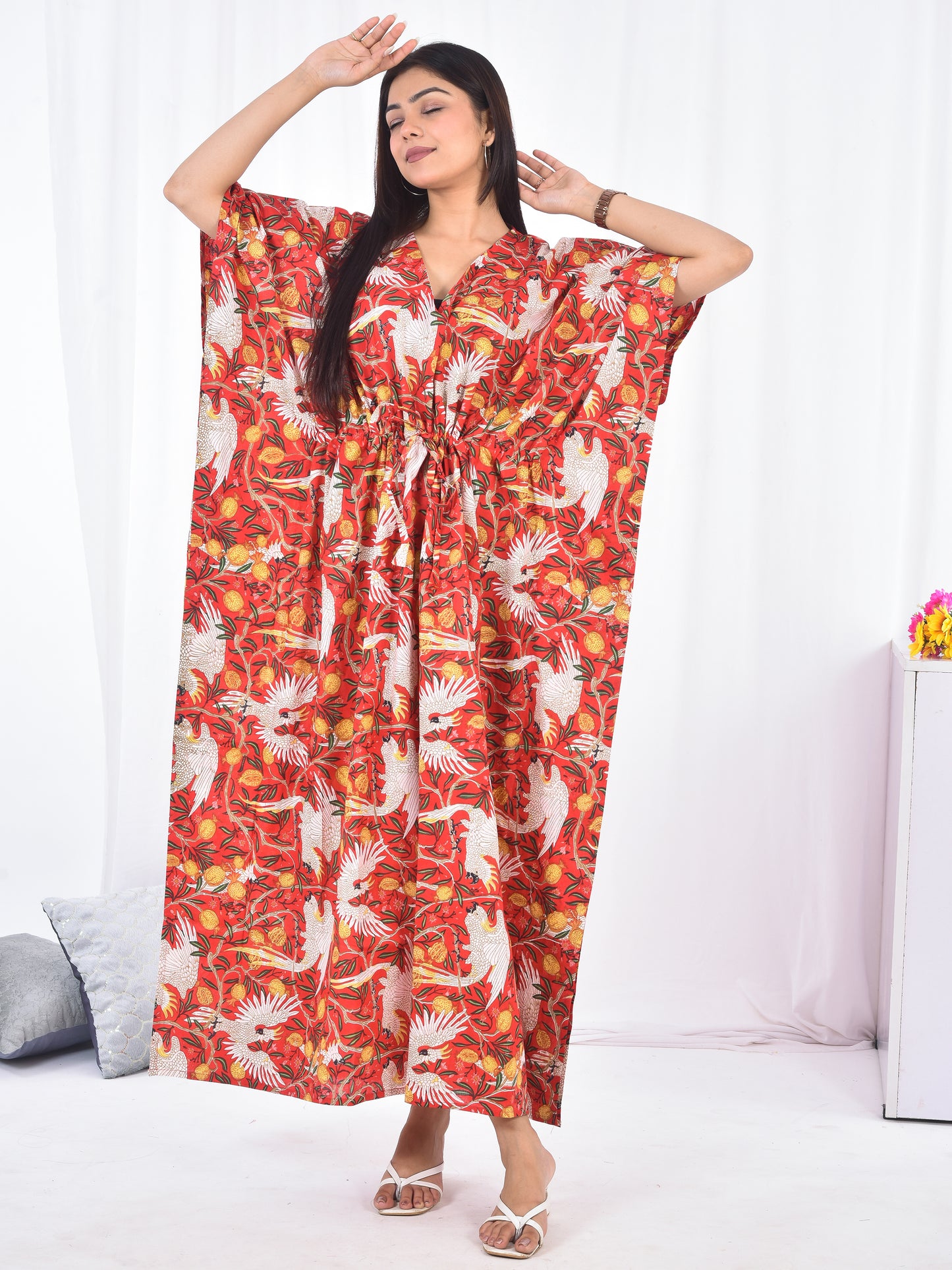 Hand-Block Print Cotton Kaftan