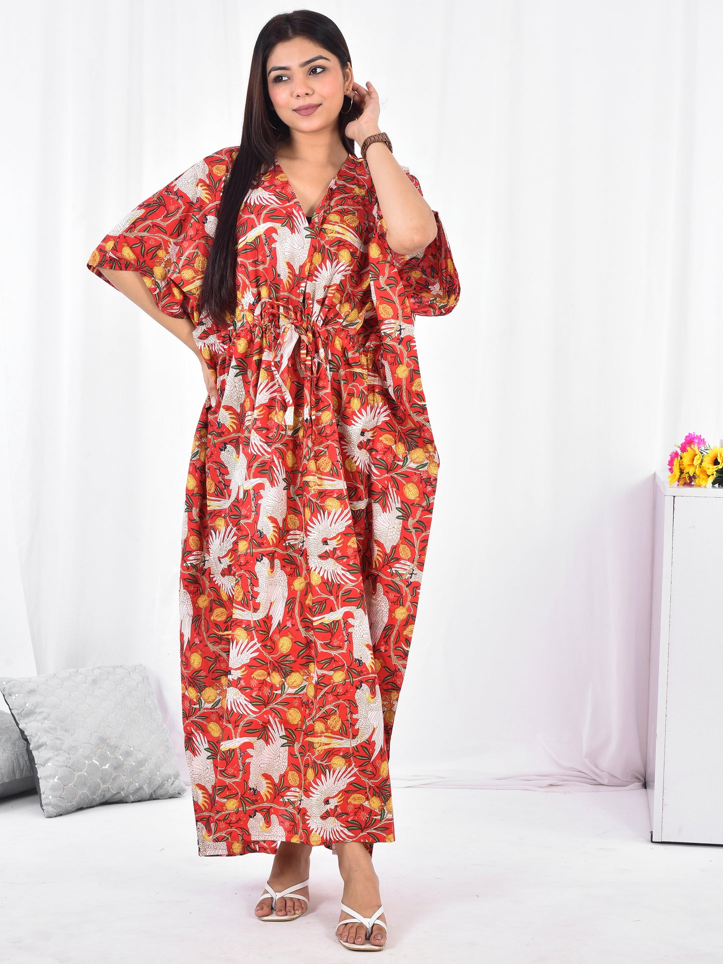 Hand-Block Print Cotton Kaftan