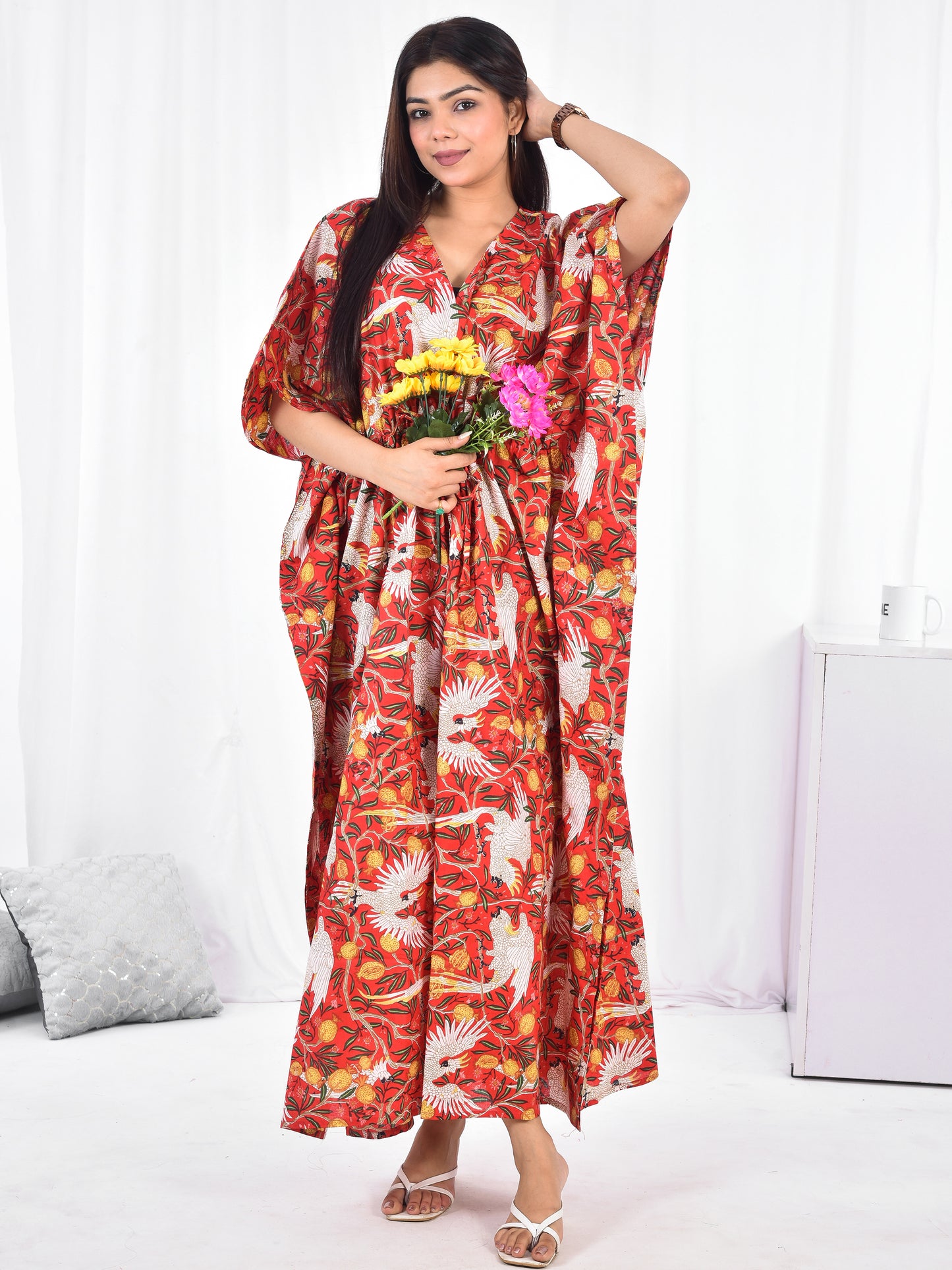 Hand-Block Print Cotton Kaftan