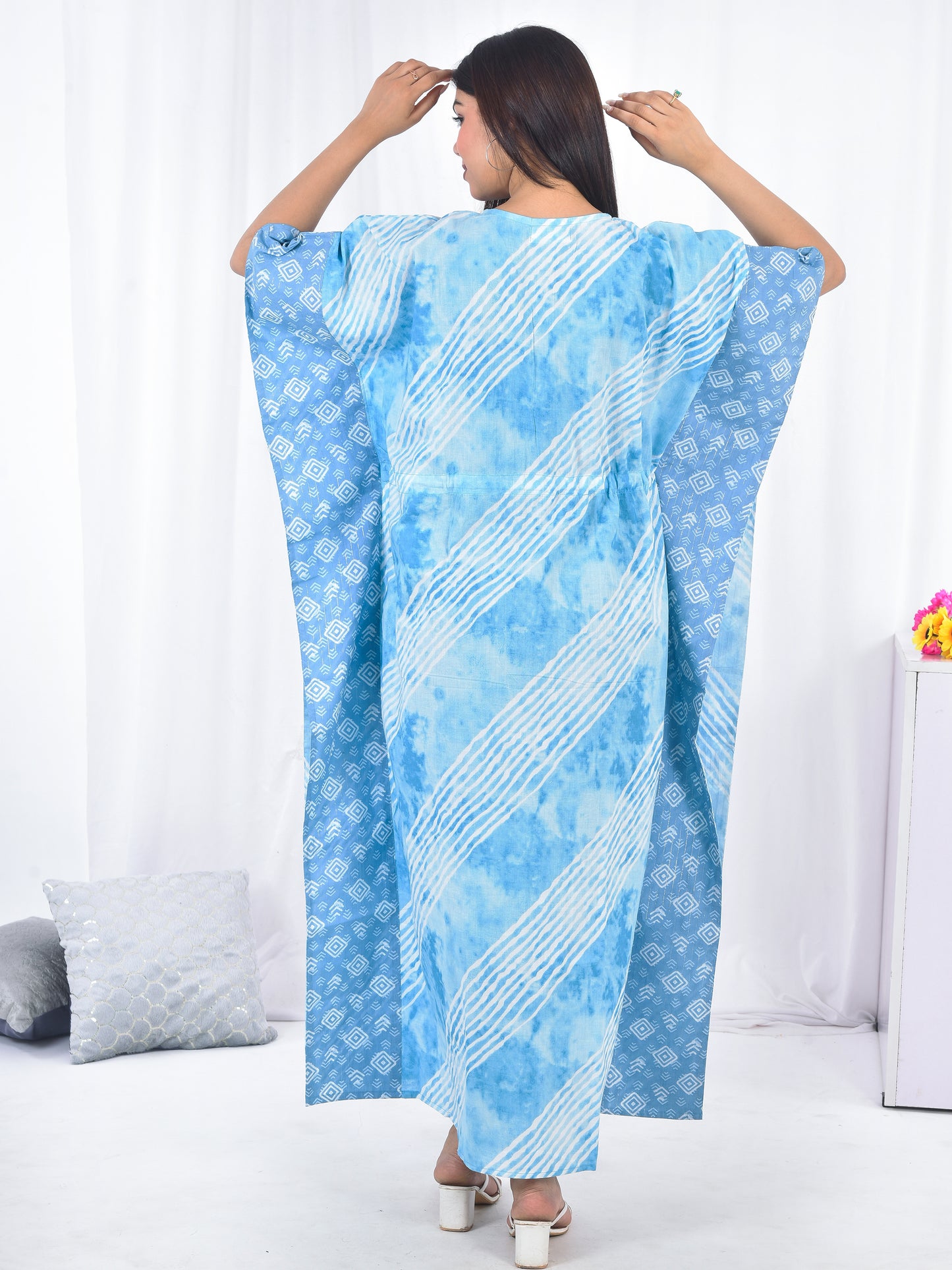 Hand-Block Print Cotton Kaftan