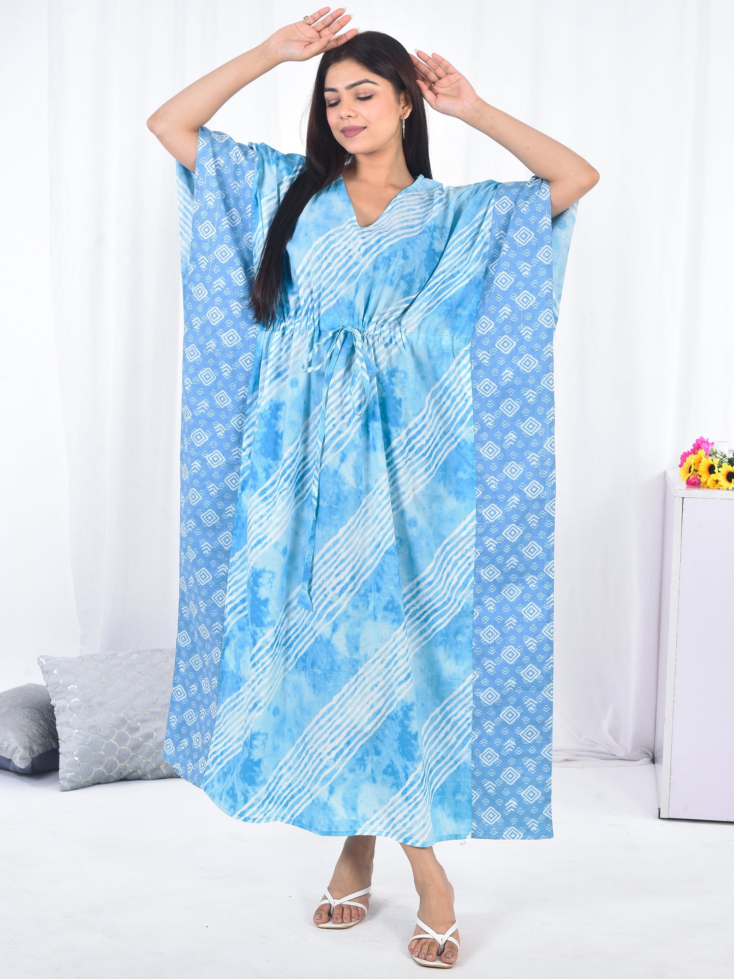 Hand-Block Print Cotton Kaftan