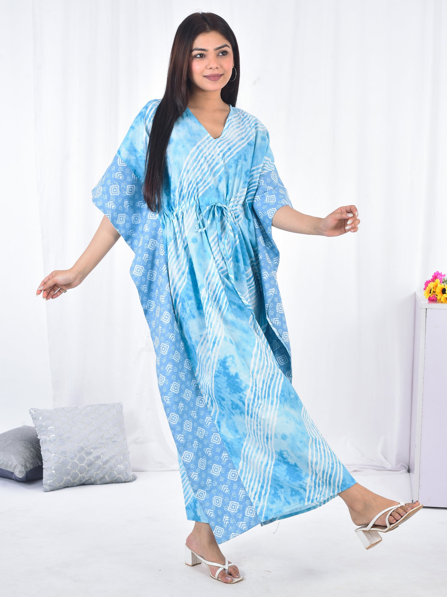 Hand-Block Print Cotton Kaftan