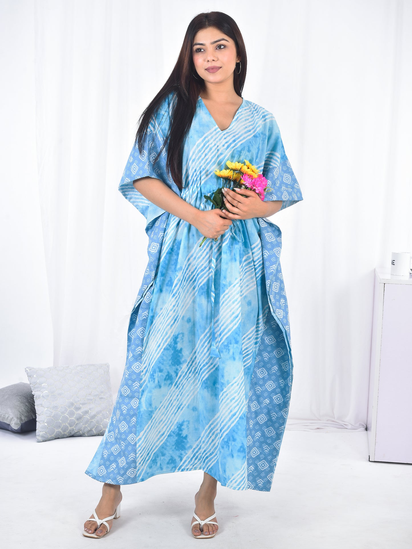 Hand-Block Print Cotton Kaftan