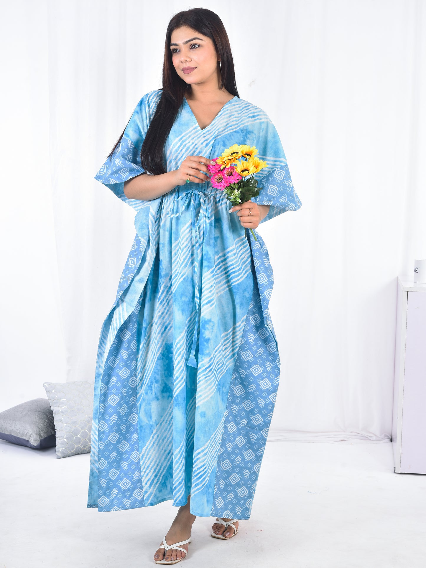 Hand-Block Print Cotton Kaftan