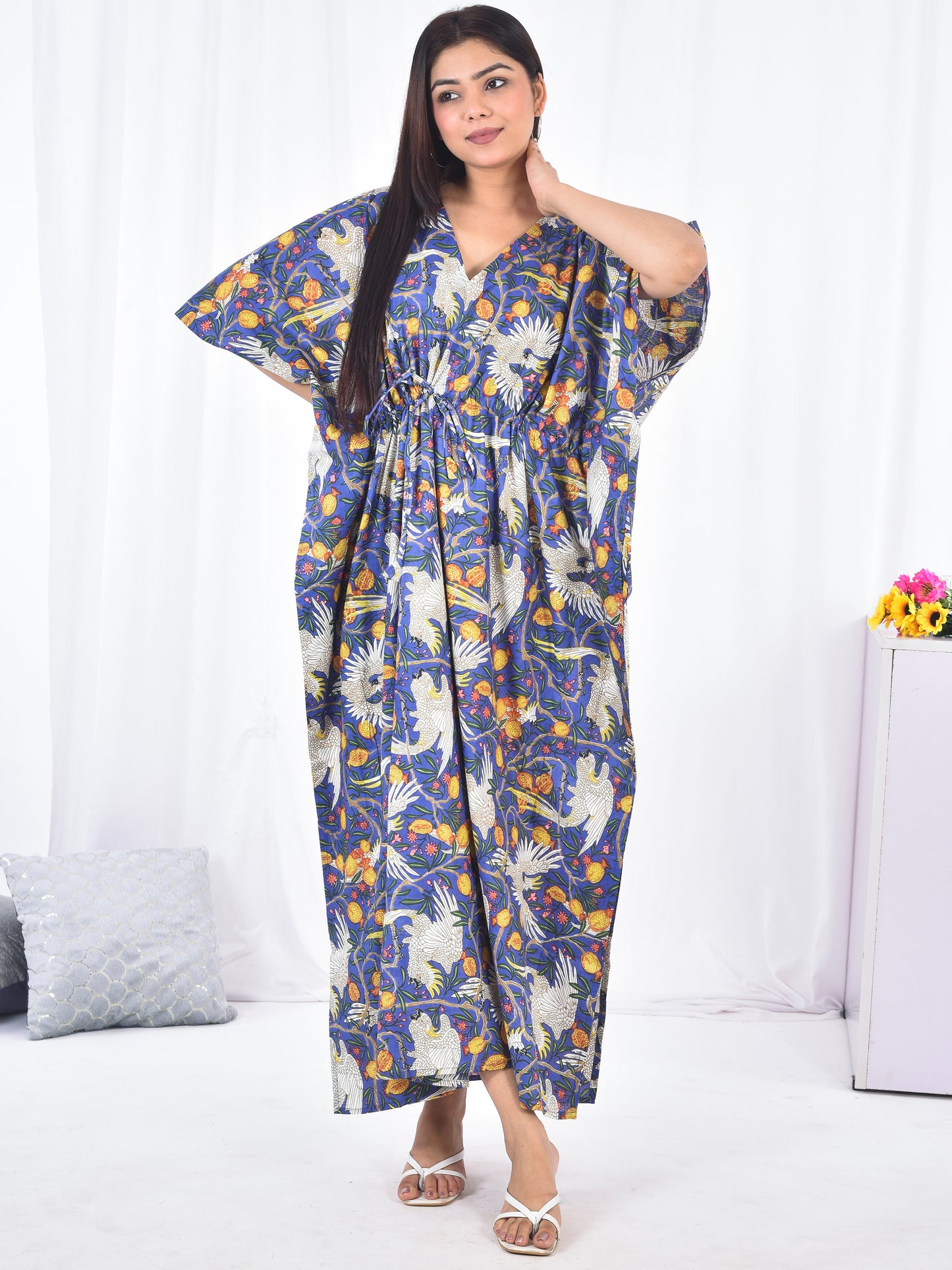 Hand-Block Print Cotton Kaftan