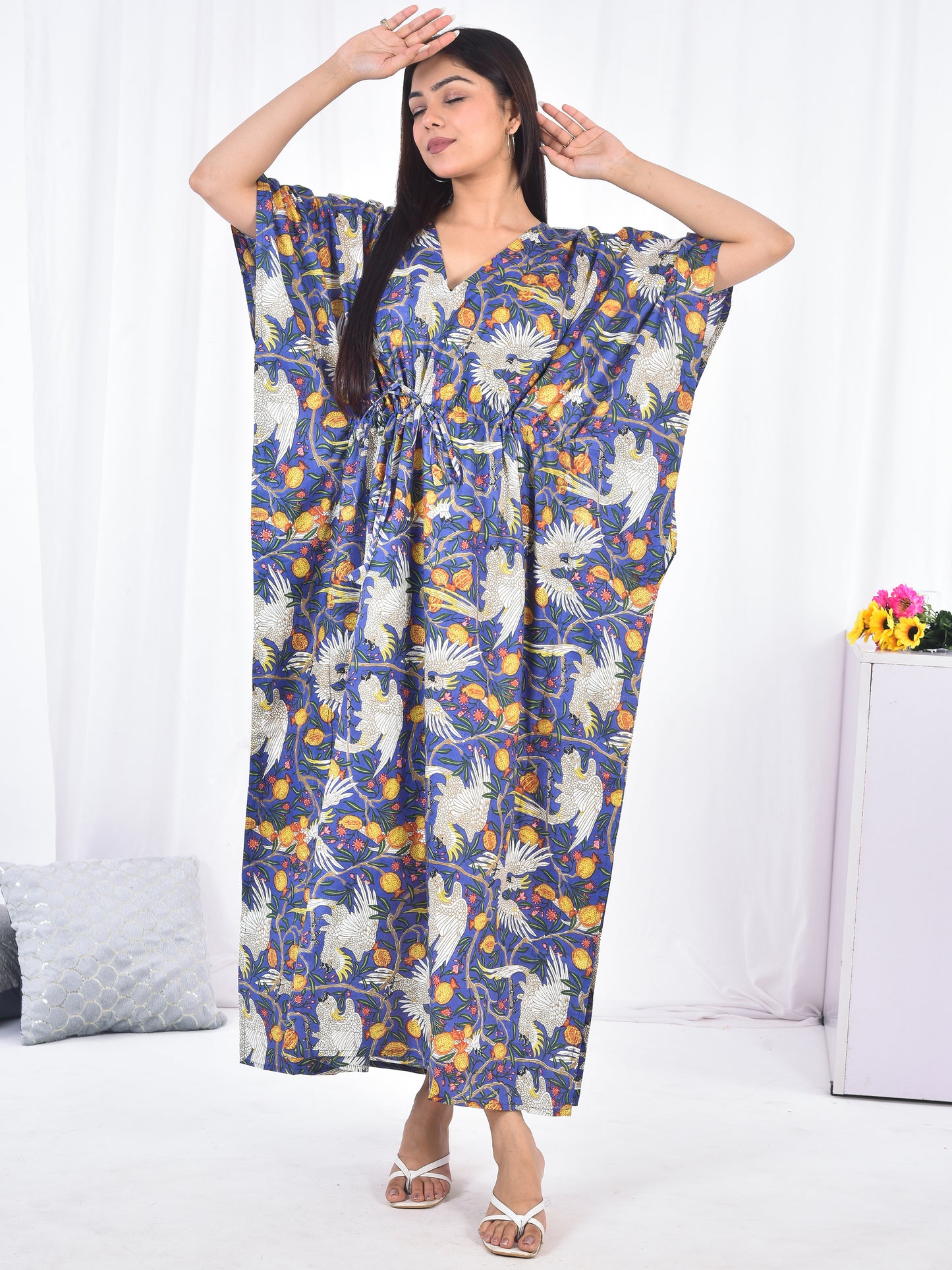 Hand-Block Print Cotton Kaftan