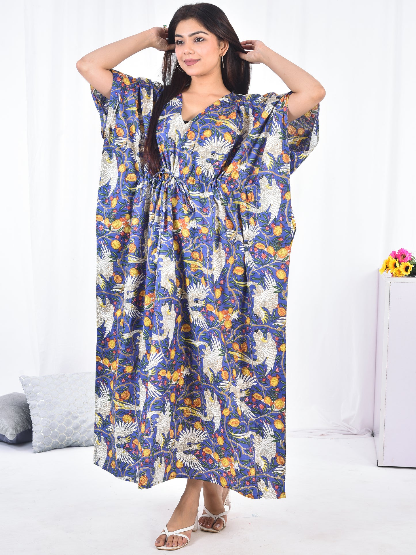 Hand-Block Print Cotton Kaftan