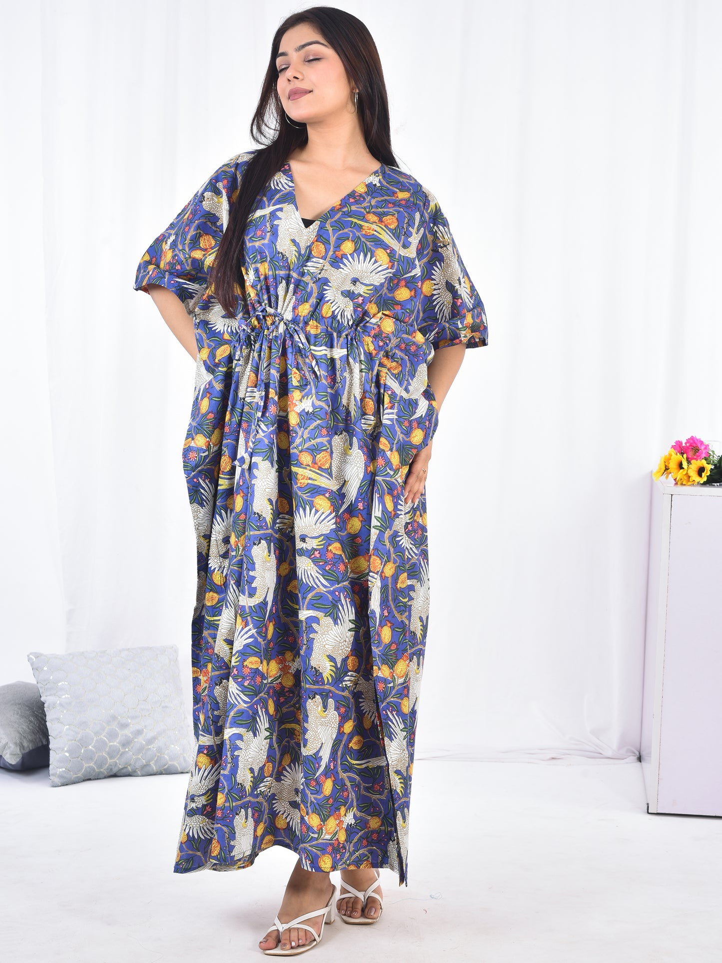 Hand-Block Print Cotton Kaftan