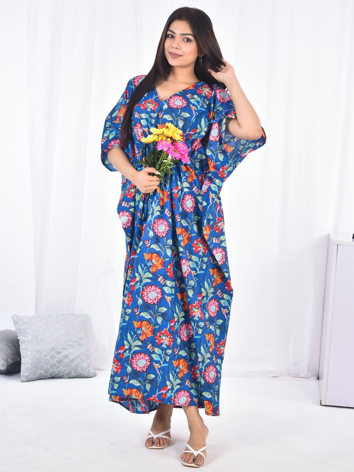 Hand-Block Print Cotton Kaftan