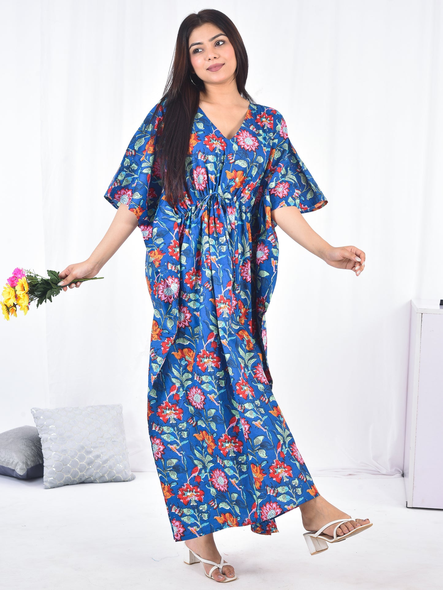 Hand-Block Print Cotton Kaftan