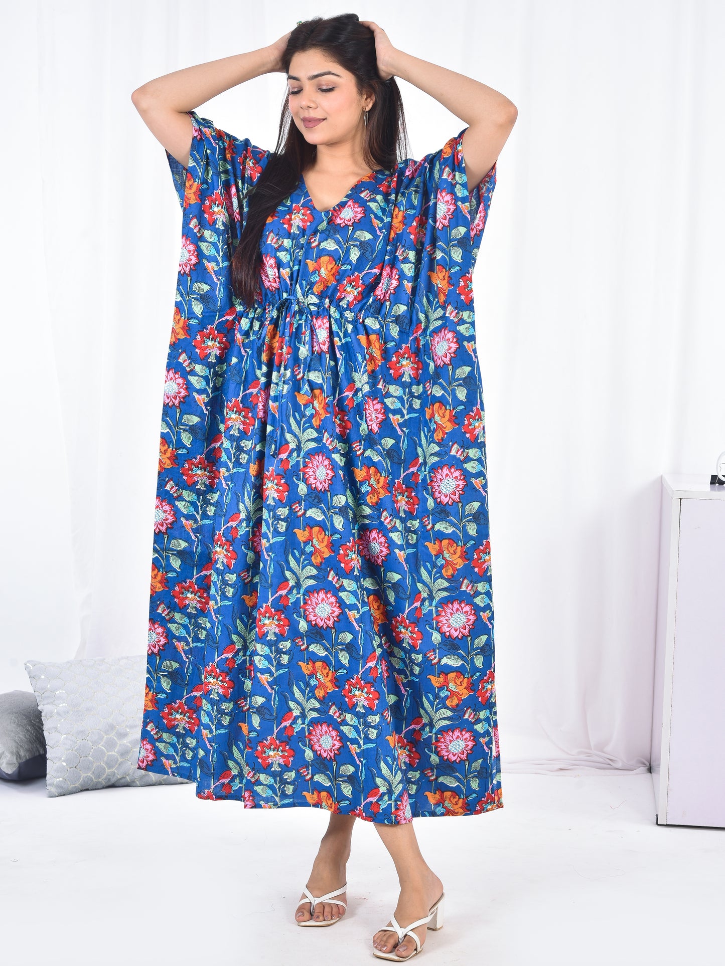 Hand-Block Print Cotton Kaftan