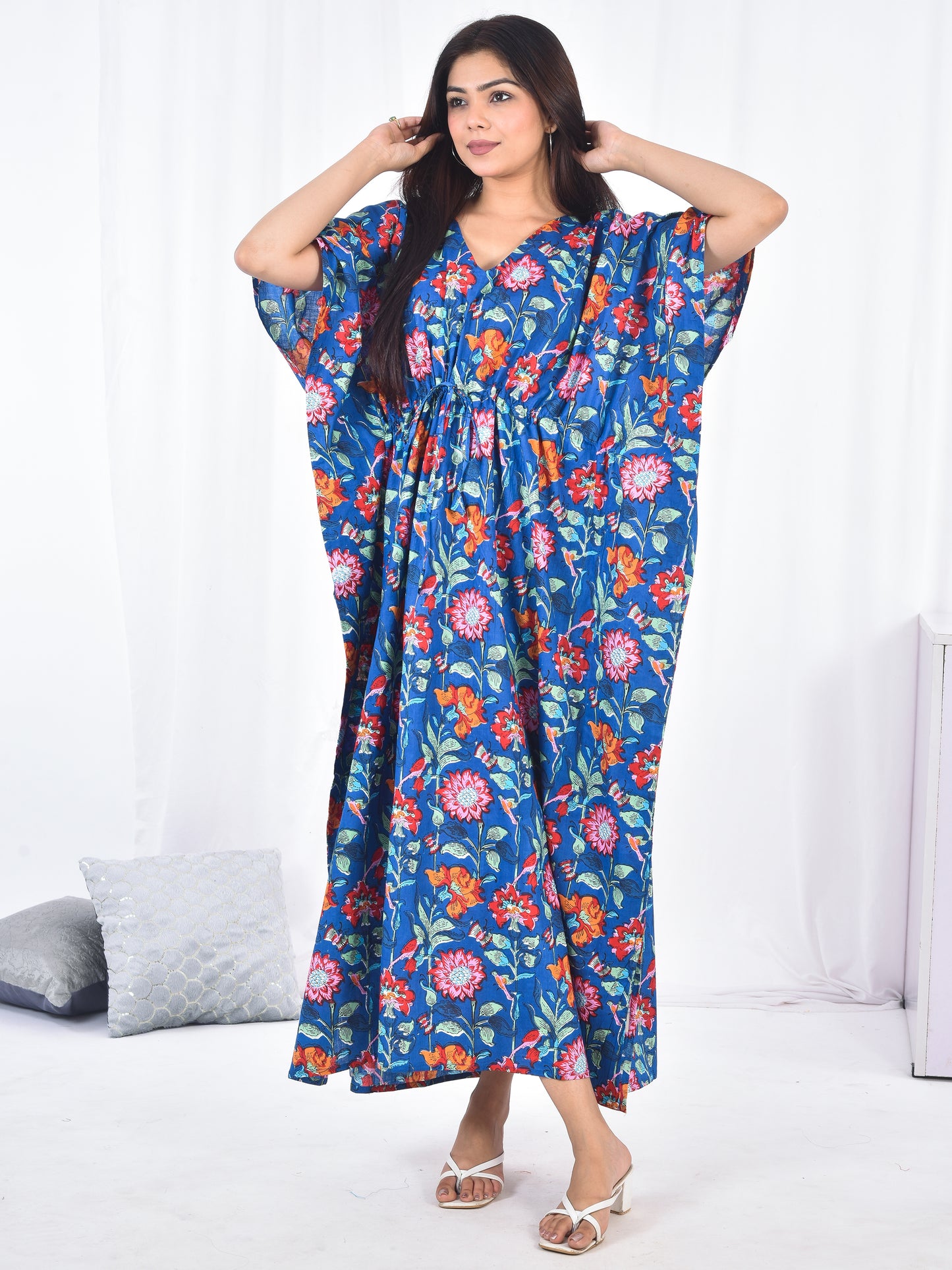 Hand-Block Print Cotton Kaftan